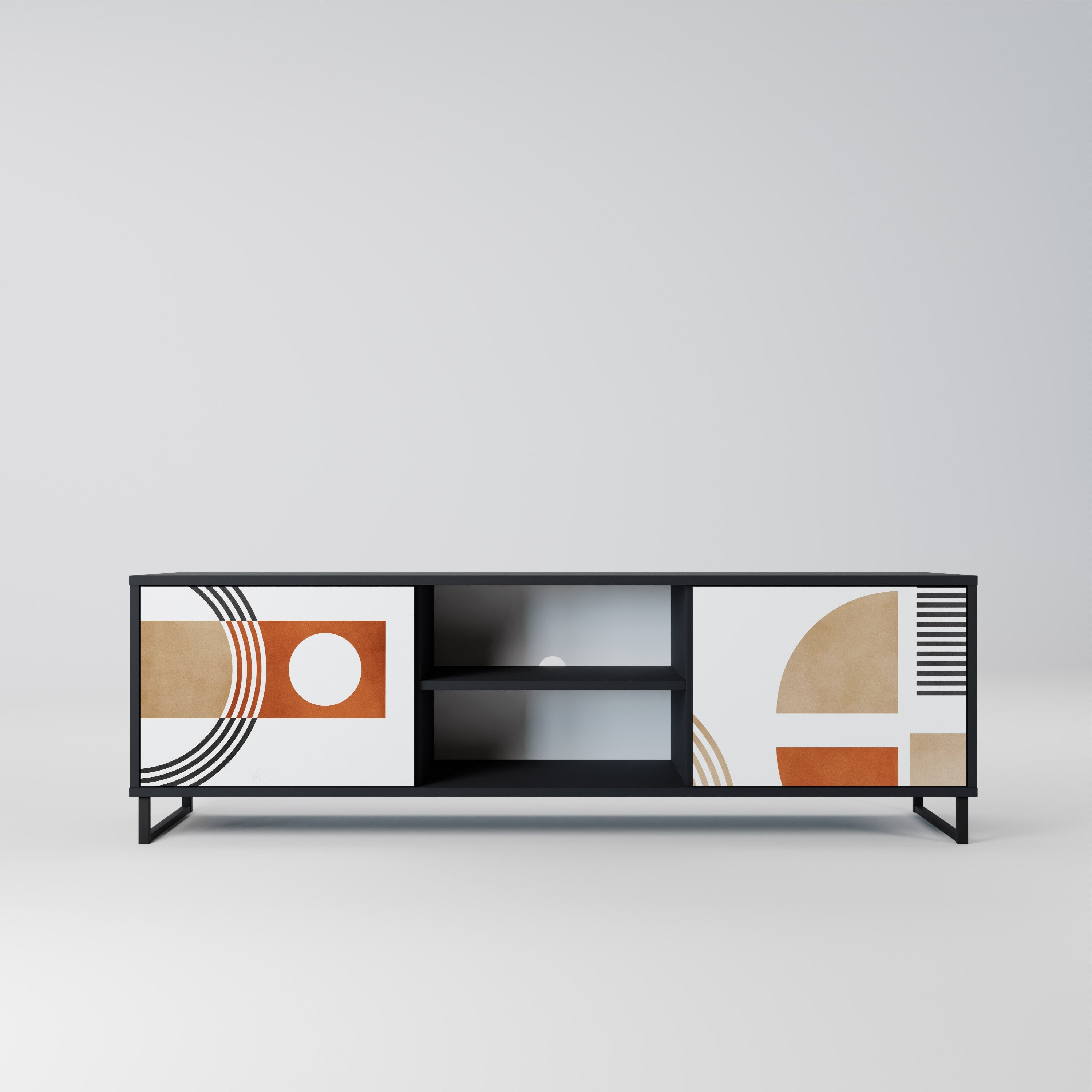 CIRCLE RHYTM TV-Lowboard mit 2 Türen in Schwarz