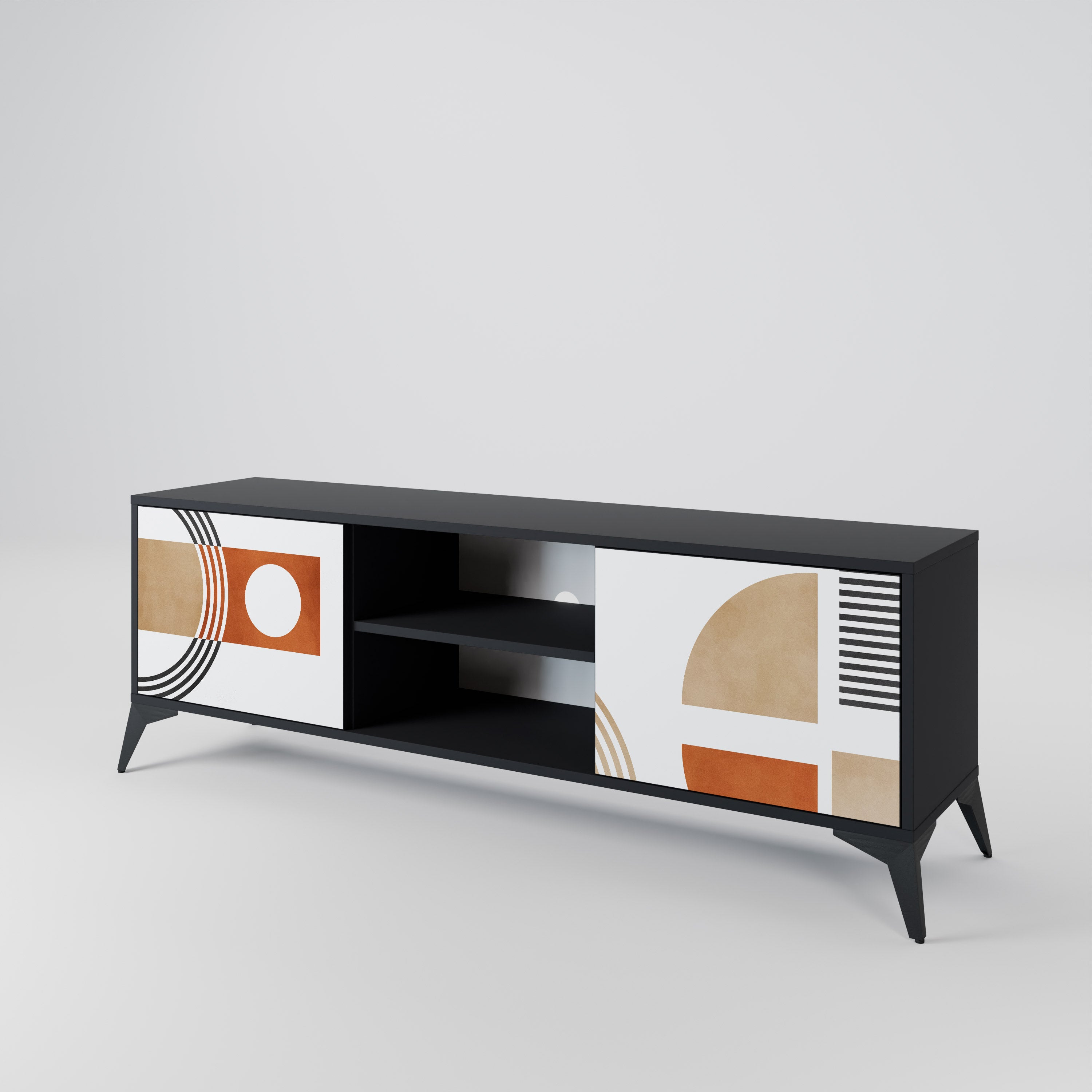 CIRCLE RHYTM TV-Lowboard mit 2 Türen in Schwarz