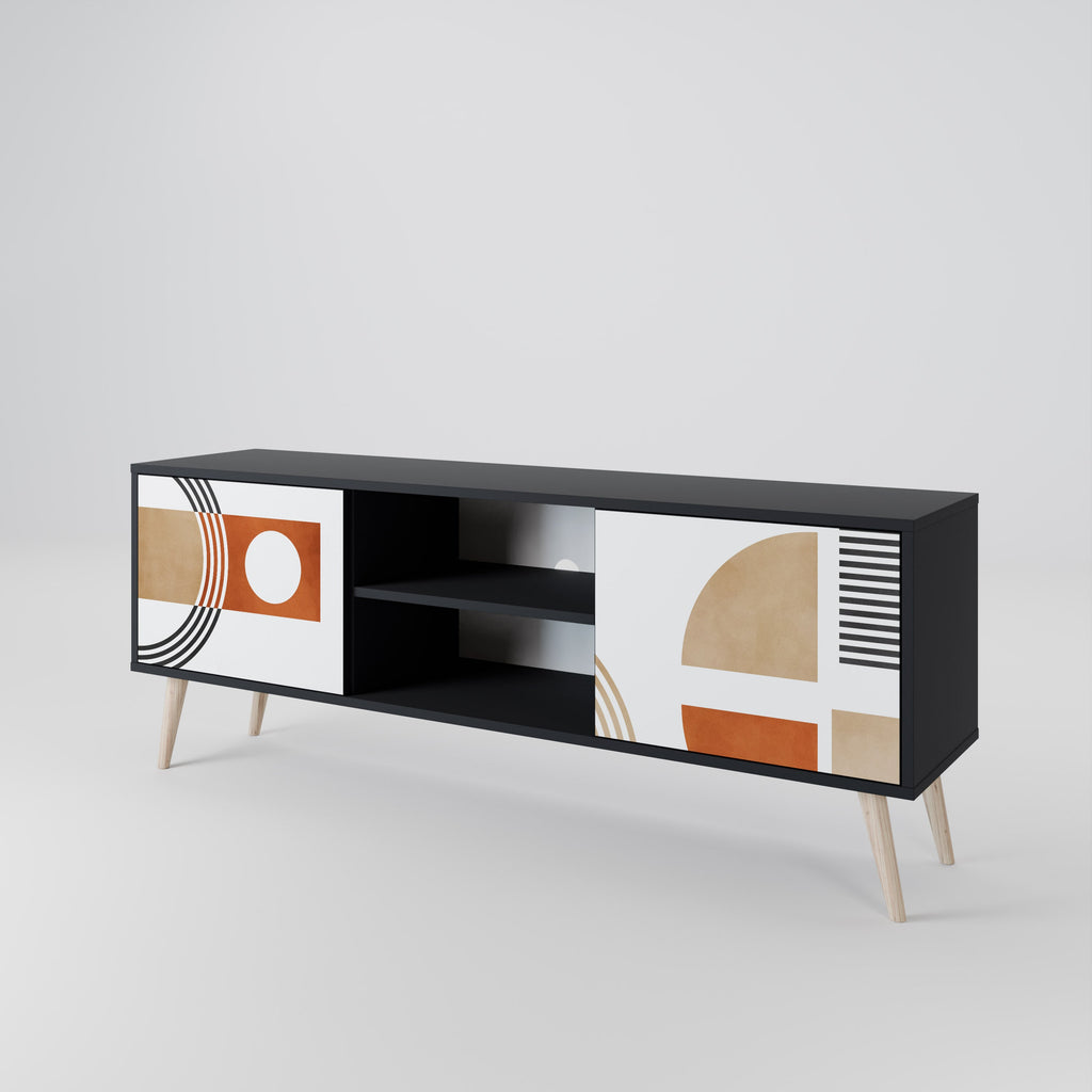 CIRCLE RHYTM TV-Lowboard mit 2 Türen in Schwarz