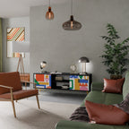 GEOMETRIC GLIMMER TV-Lowboard mit 2 Türen in Schwarz