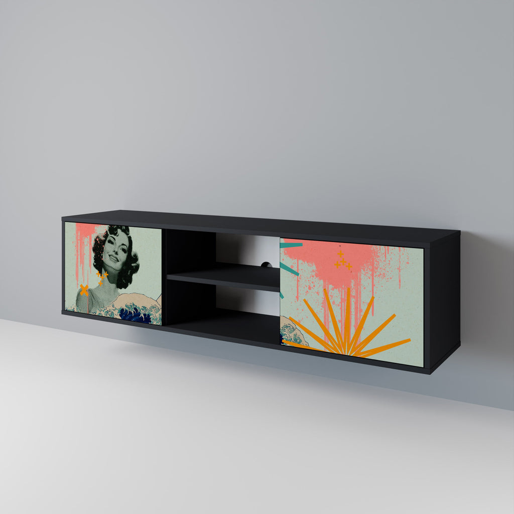 KANAGAWA BEAUTY TV-Lowboard mit 2 Türen in Schwarz