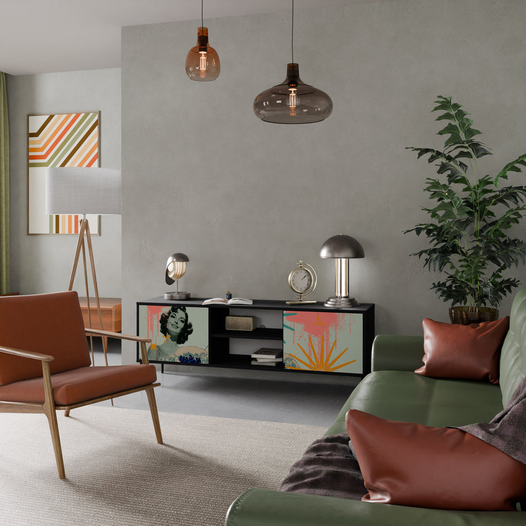 KANAGAWA BEAUTY TV-Lowboard mit 2 Türen in Schwarz