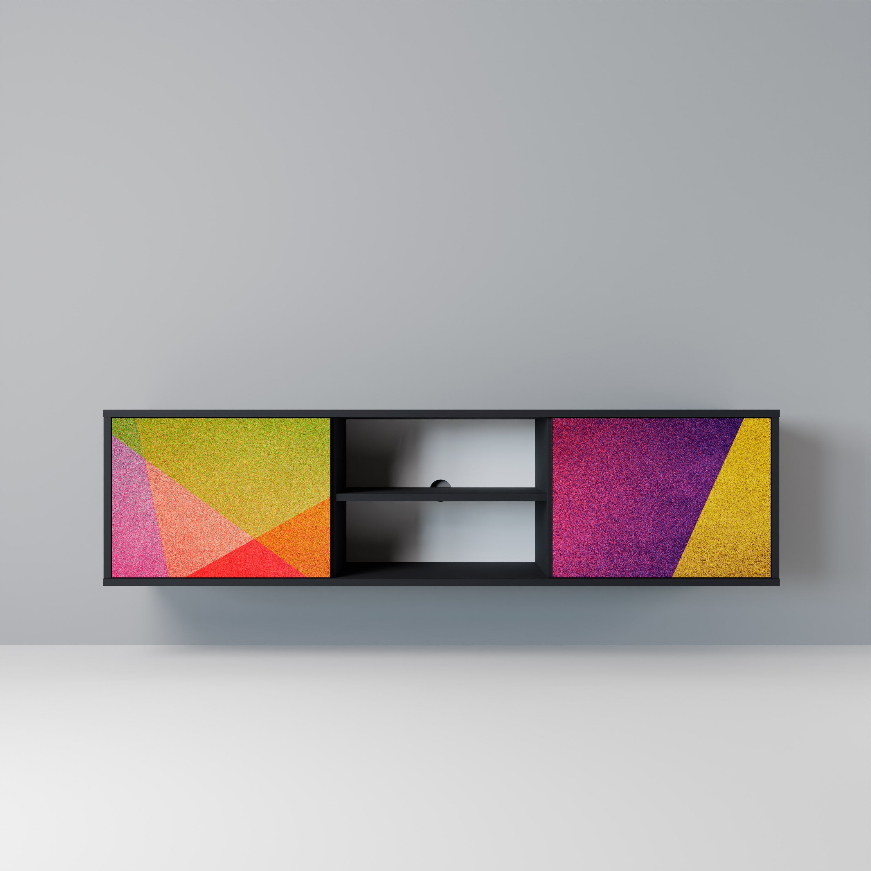 VIVID GEOMETRY TV-Lowboard mit 2 Türen in Schwarz