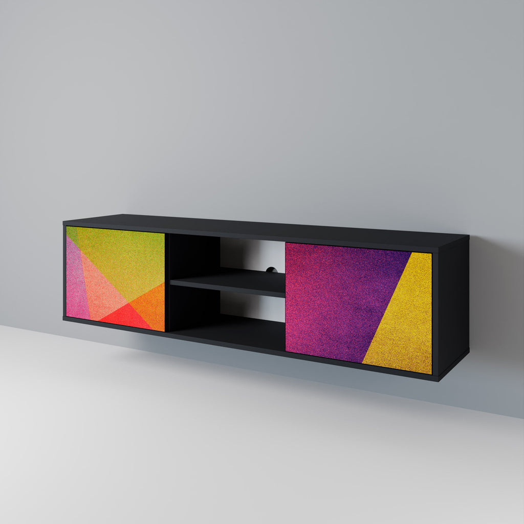VIVID GEOMETRY TV-Lowboard mit 2 Türen in Schwarz