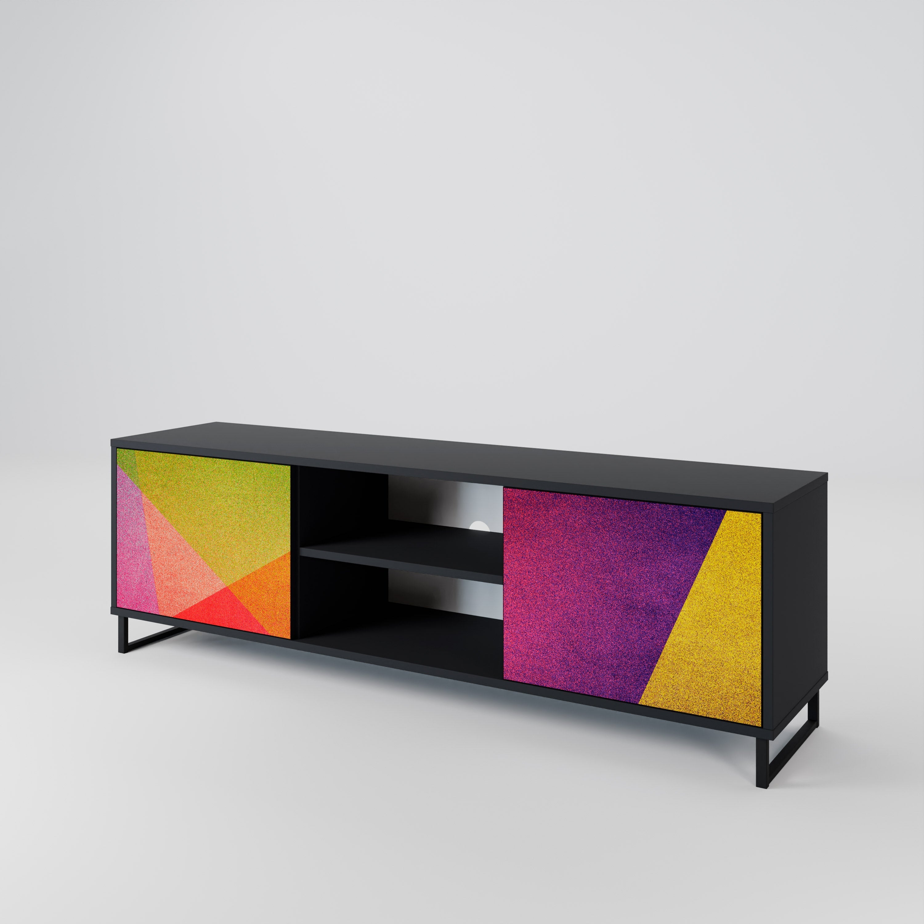 VIVID GEOMETRY TV-Lowboard mit 2 Türen in Schwarz