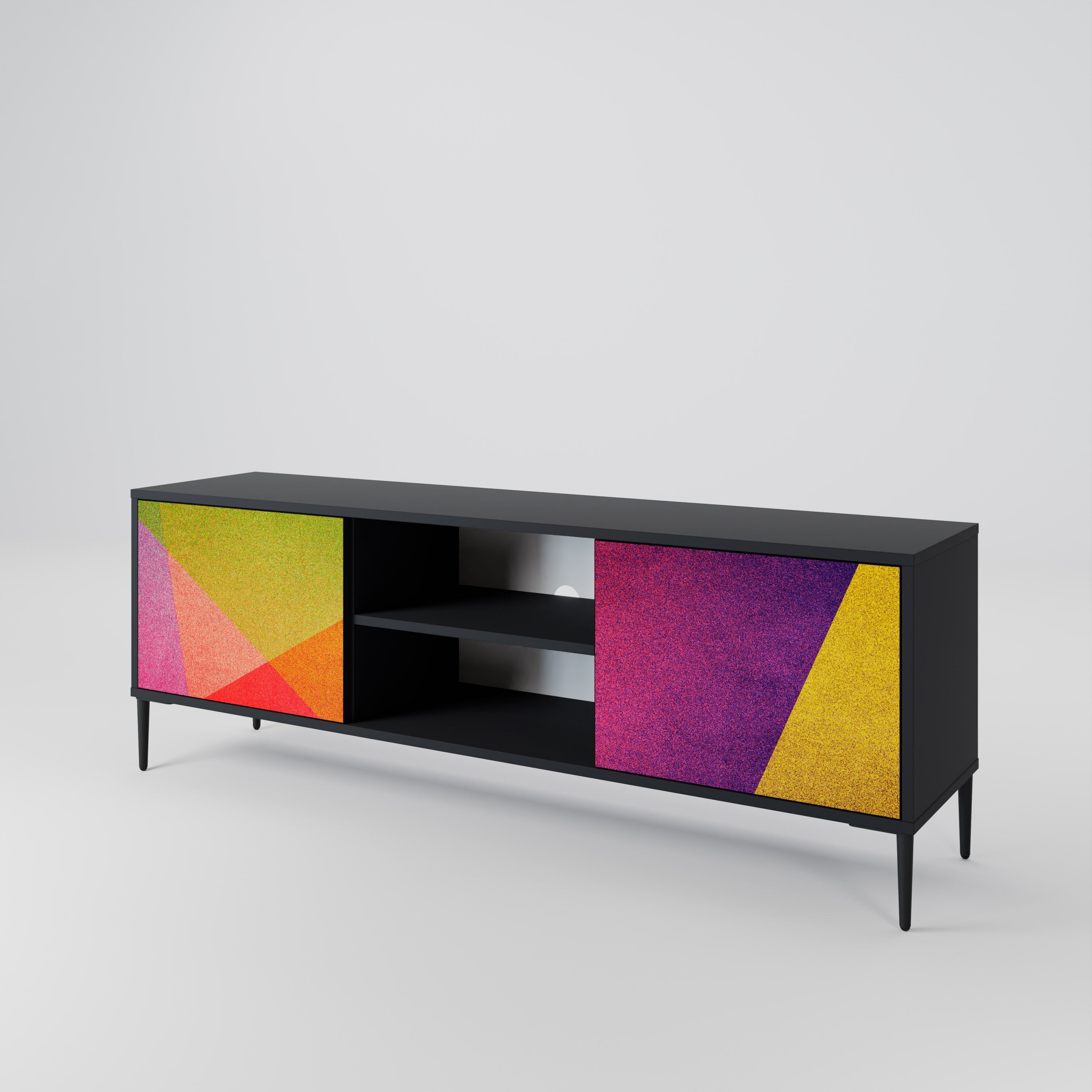 VIVID GEOMETRY TV-Lowboard mit 2 Türen in Schwarz