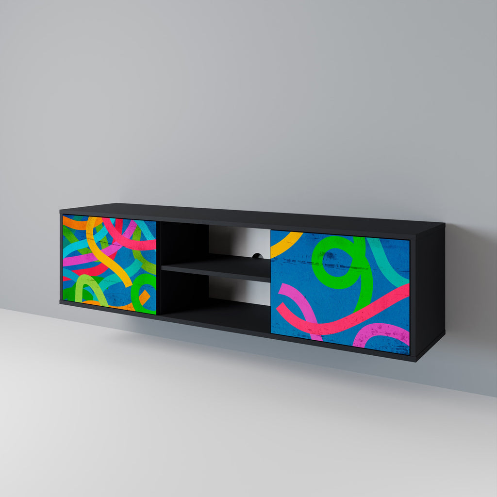 STREAMER TANGLE TV-Lowboard mit 2 Türen in Schwarz