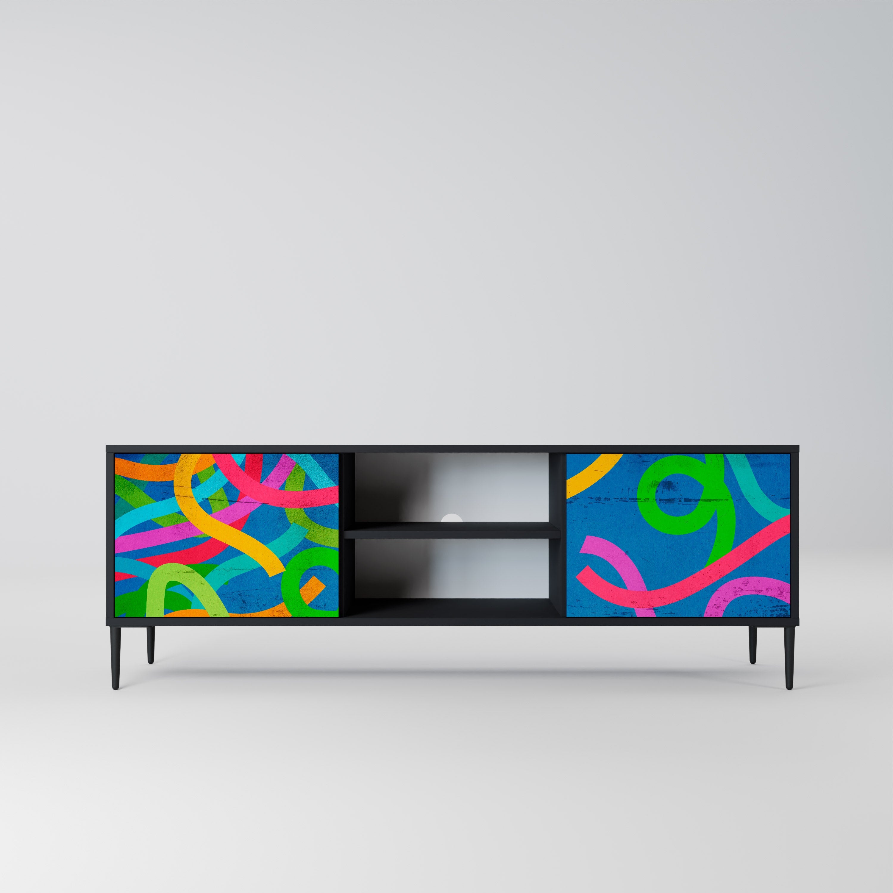 STREAMER TANGLE TV-Lowboard mit 2 Türen in Schwarz