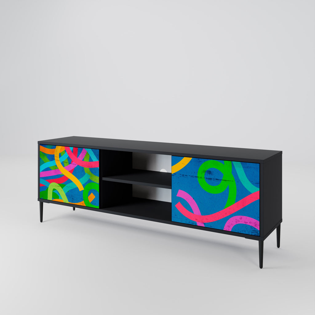 STREAMER TANGLE TV-Lowboard mit 2 Türen in Schwarz