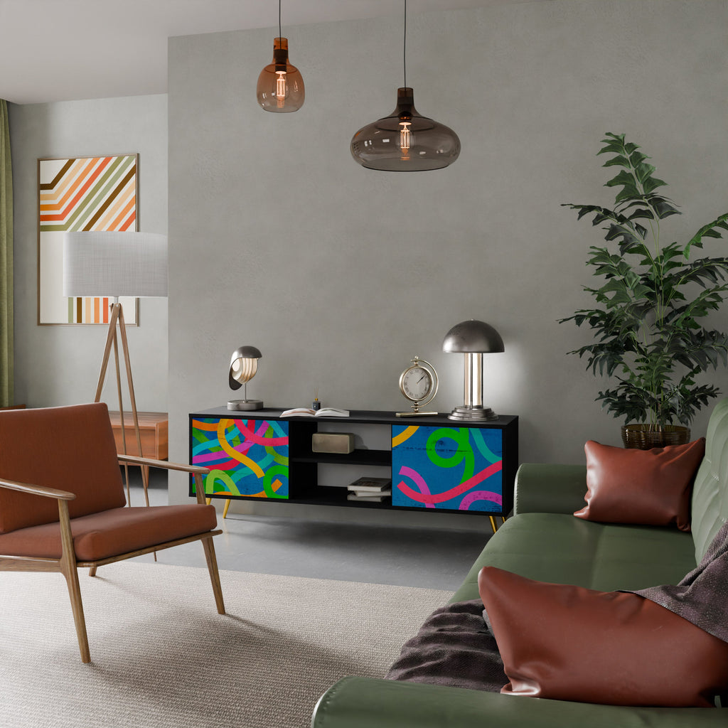 STREAMER TANGLE TV-Lowboard mit 2 Türen in Schwarz