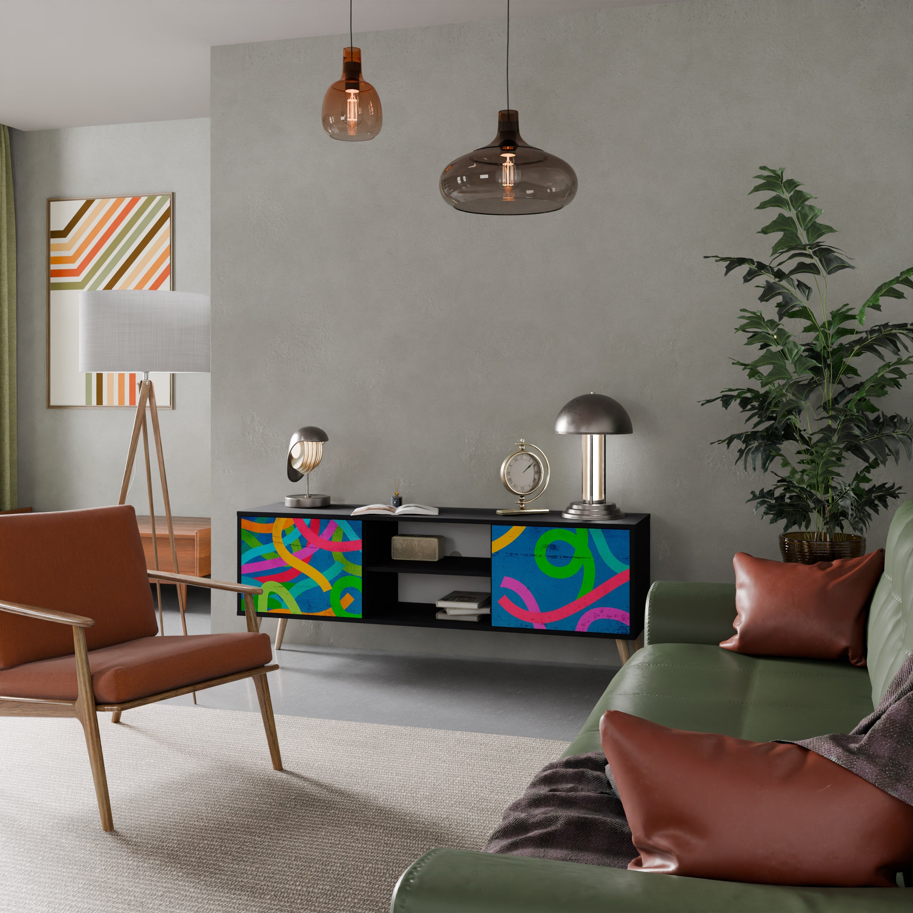 STREAMER TANGLE TV-Lowboard mit 2 Türen in Schwarz