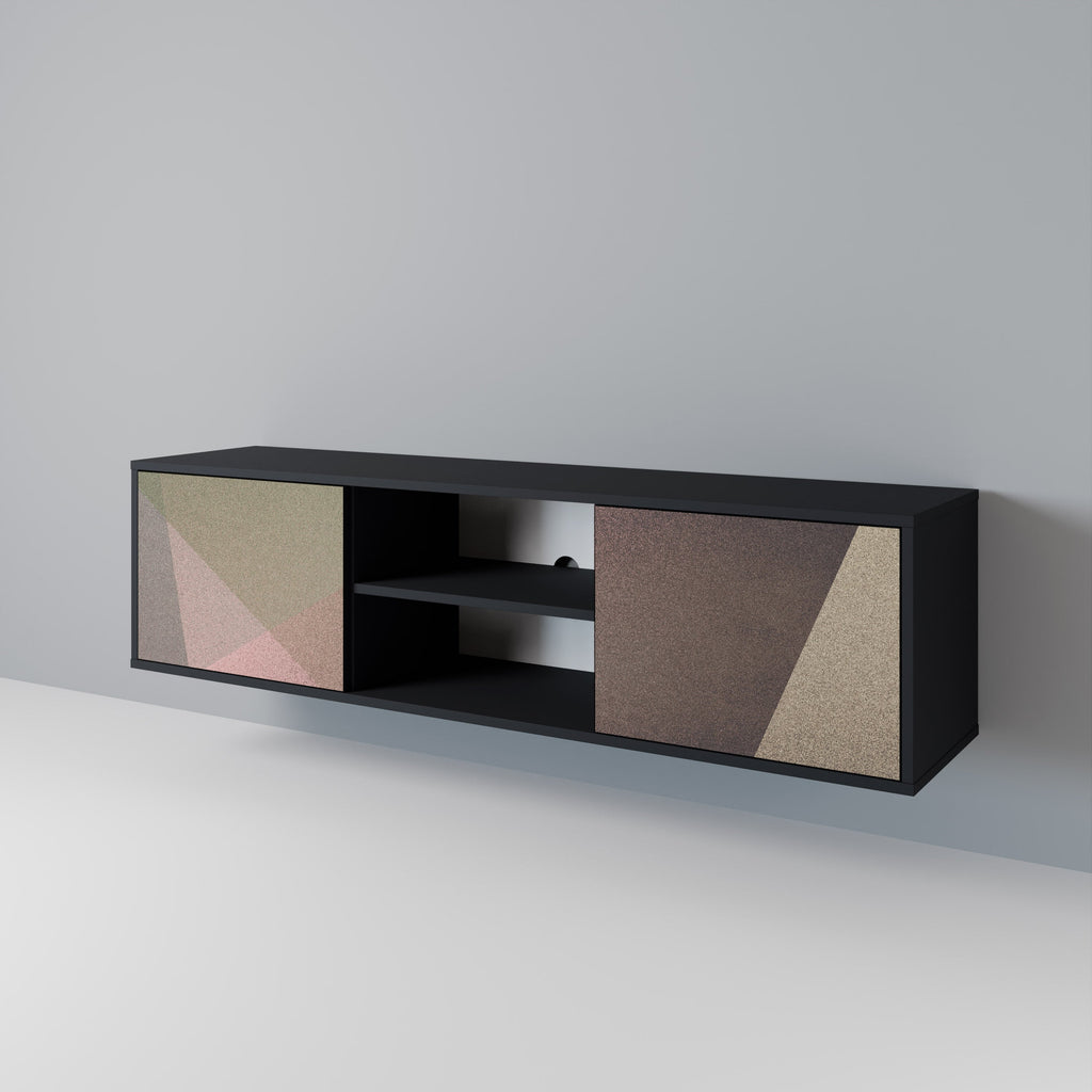 BEIGE GEOMETRY TV-Lowboard mit 2 Türen in Schwarz