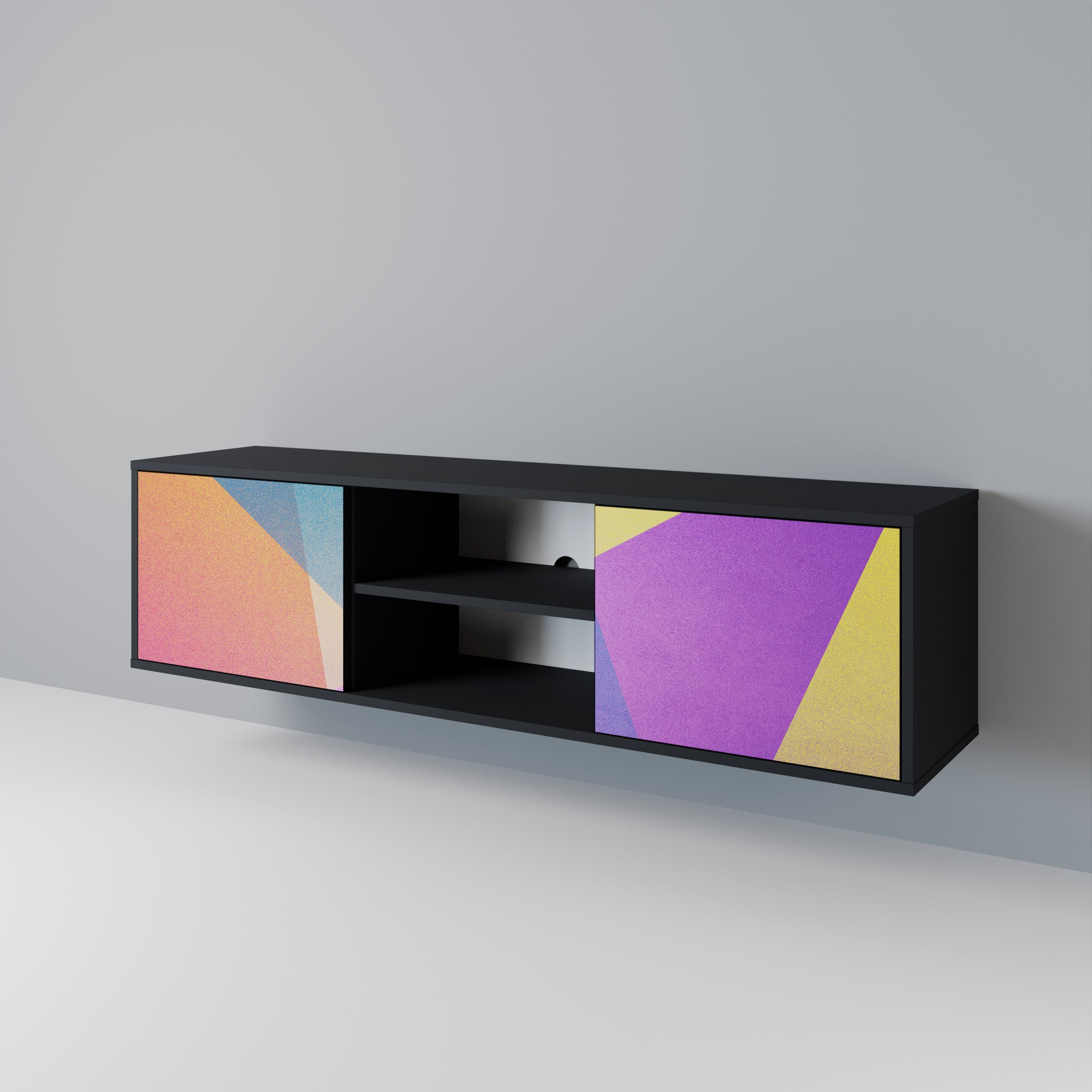 BRIGHT GEOMETRY TV-Lowboard mit 2 Türen in Schwarz