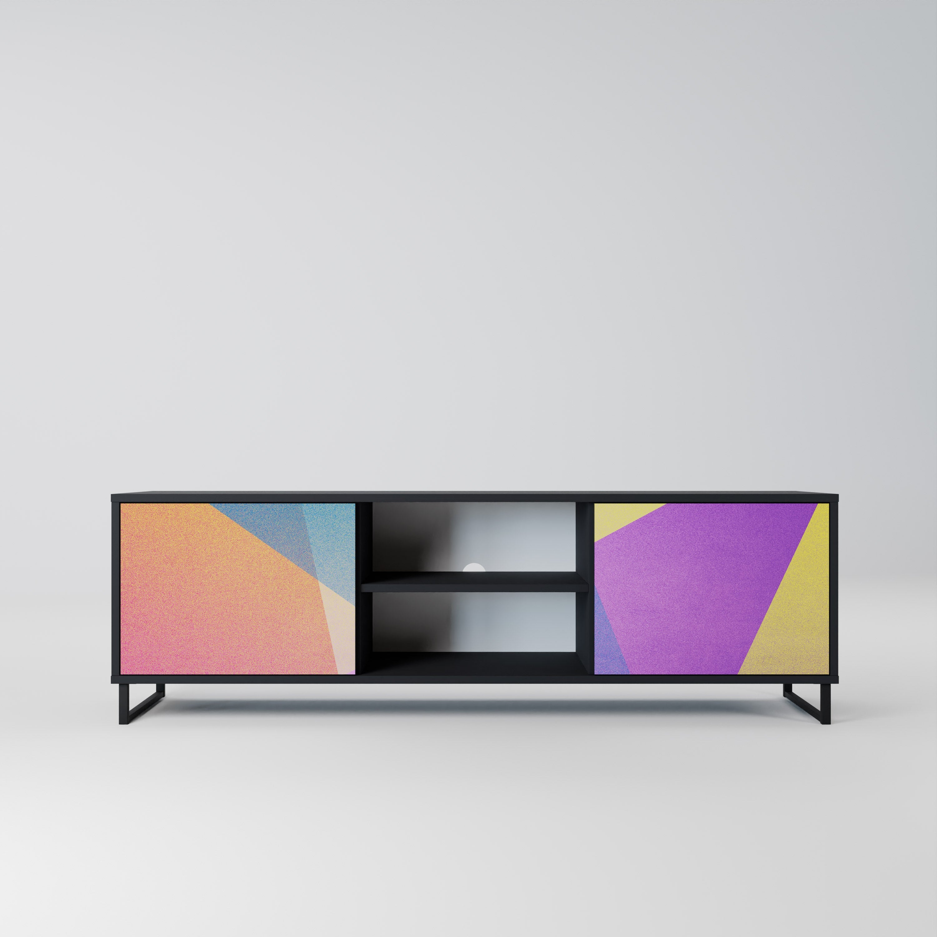 BRIGHT GEOMETRY TV-Lowboard mit 2 Türen in Schwarz