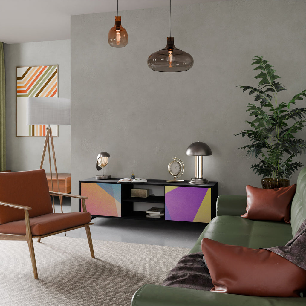 BRIGHT GEOMETRY TV-Lowboard mit 2 Türen in Schwarz