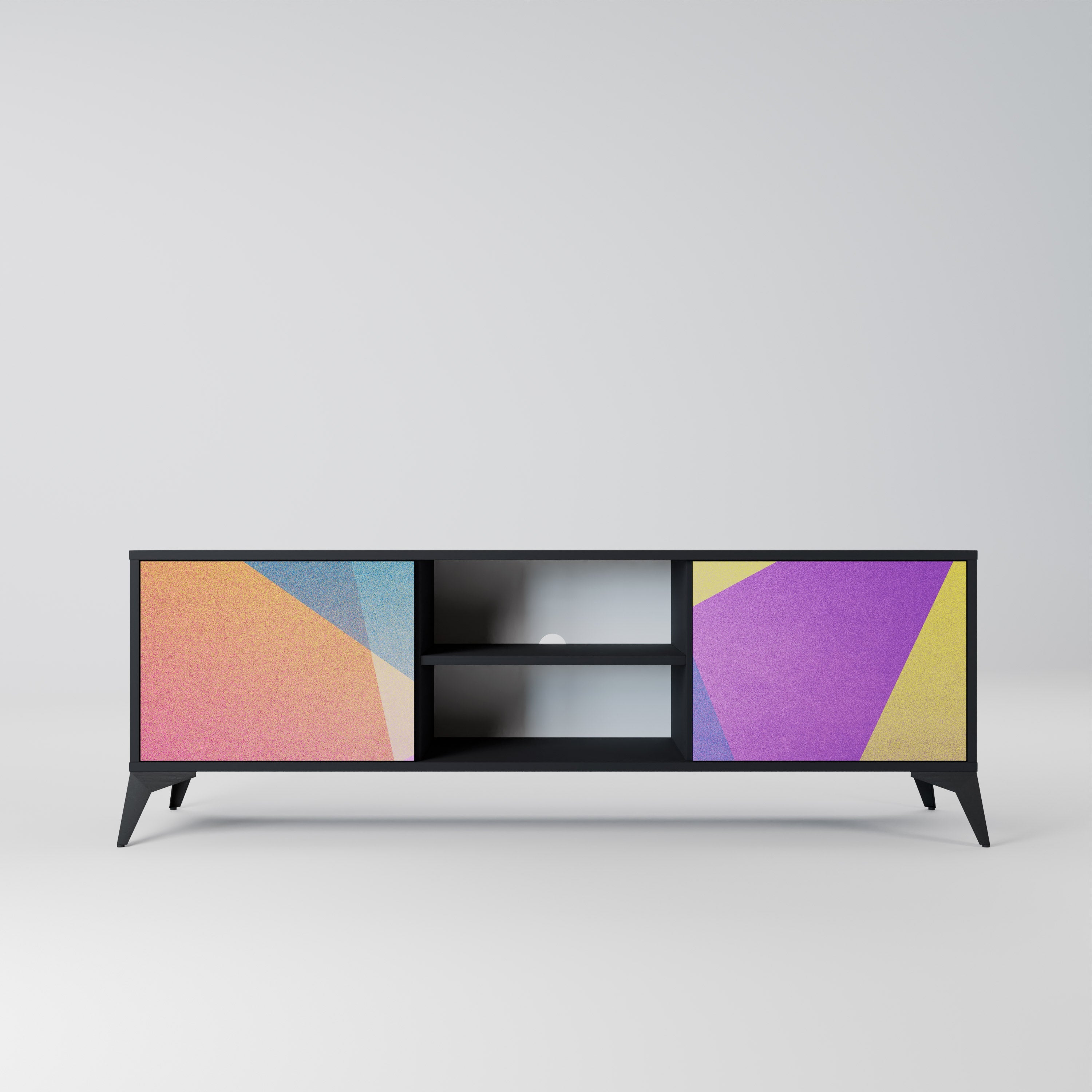 BRIGHT GEOMETRY TV-Lowboard mit 2 Türen in Schwarz