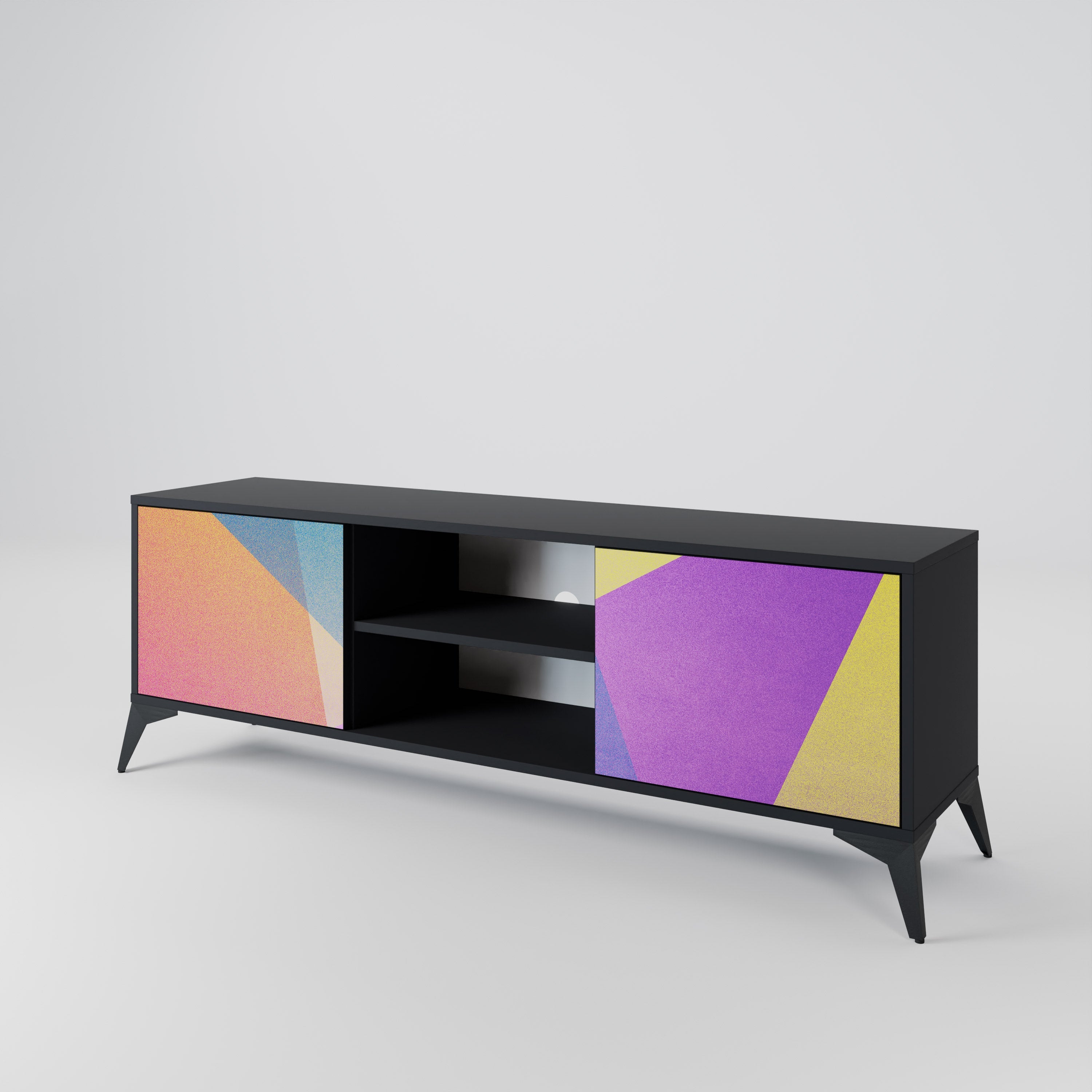 BRIGHT GEOMETRY TV-Lowboard mit 2 Türen in Schwarz