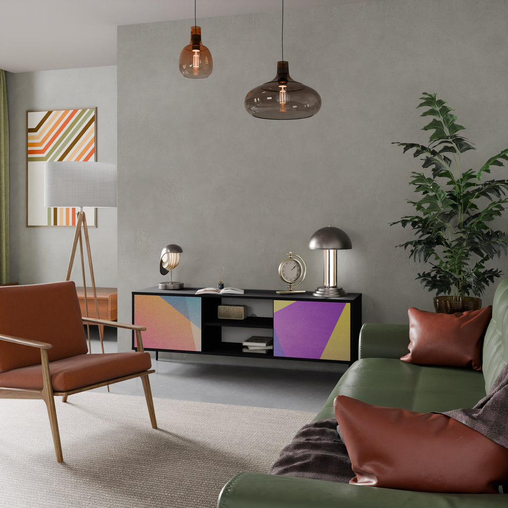 BRIGHT GEOMETRY TV-Lowboard mit 2 Türen in Schwarz