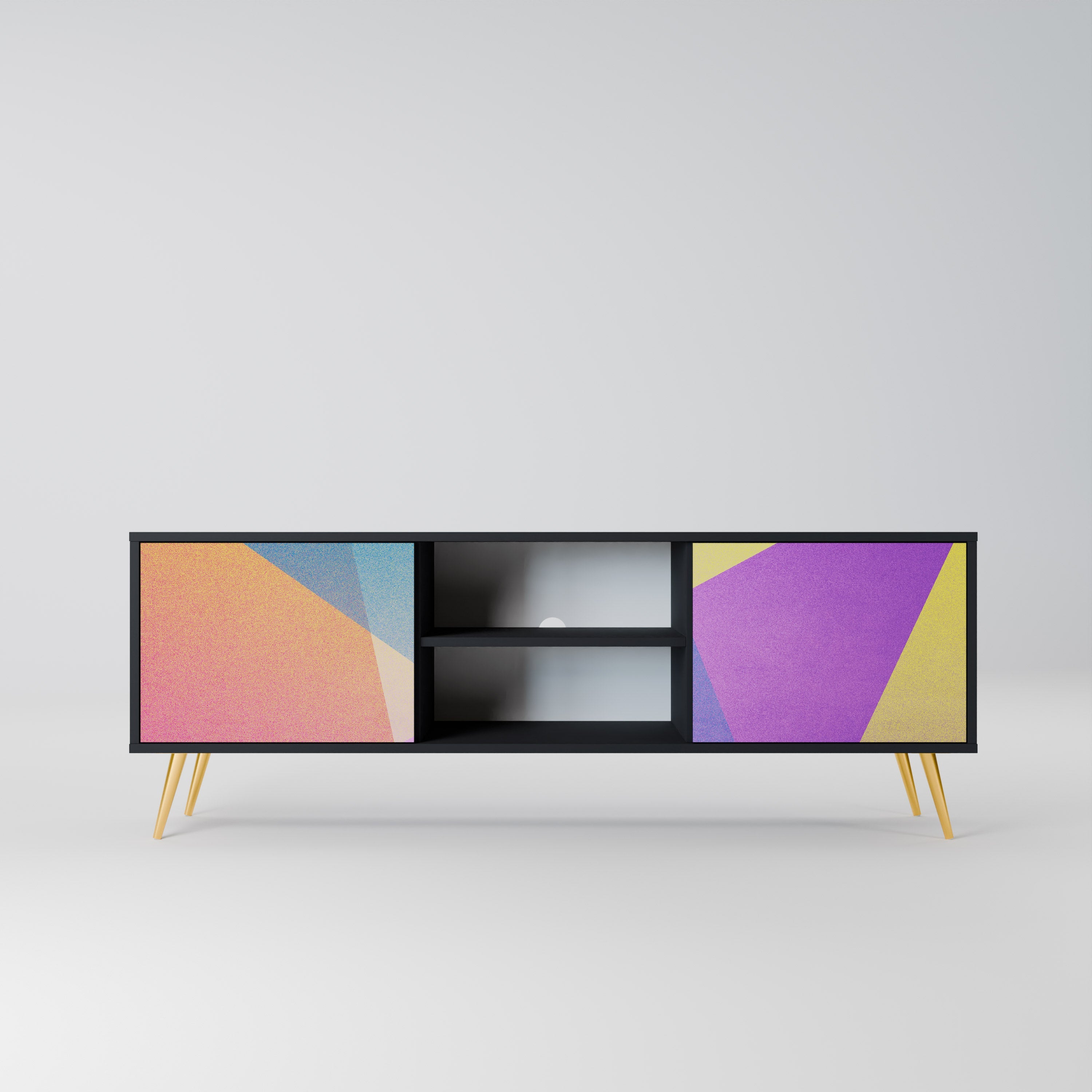 BRIGHT GEOMETRY TV-Lowboard mit 2 Türen in Schwarz