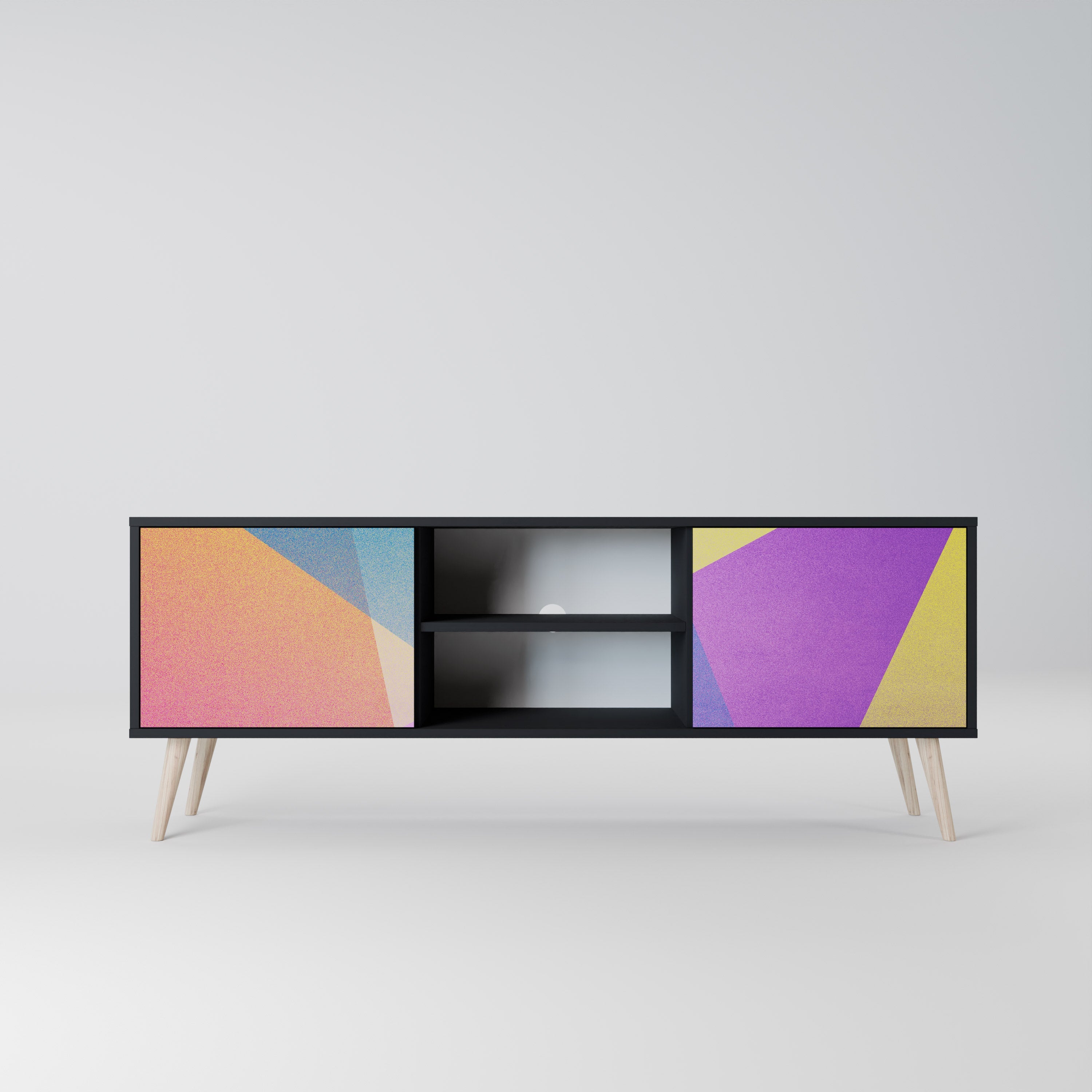 BRIGHT GEOMETRY TV-Lowboard mit 2 Türen in Schwarz