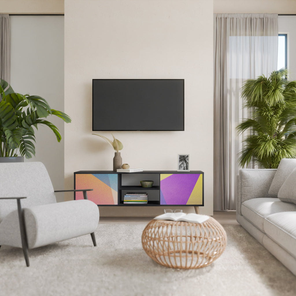 BRIGHT GEOMETRY TV-Lowboard mit 2 Türen in Schwarz