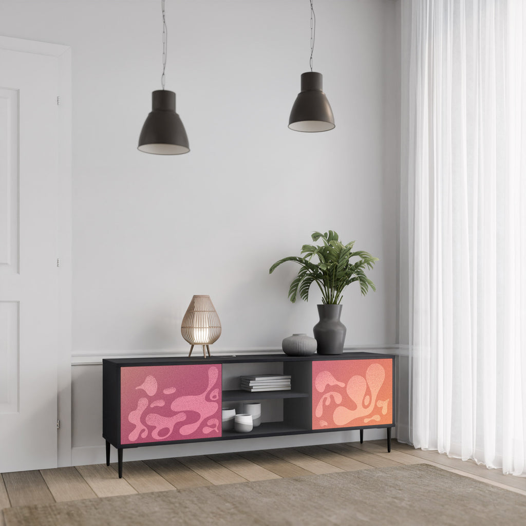 IRREGULAR PINK TV-Lowboard mit 2 Türen in Schwarz