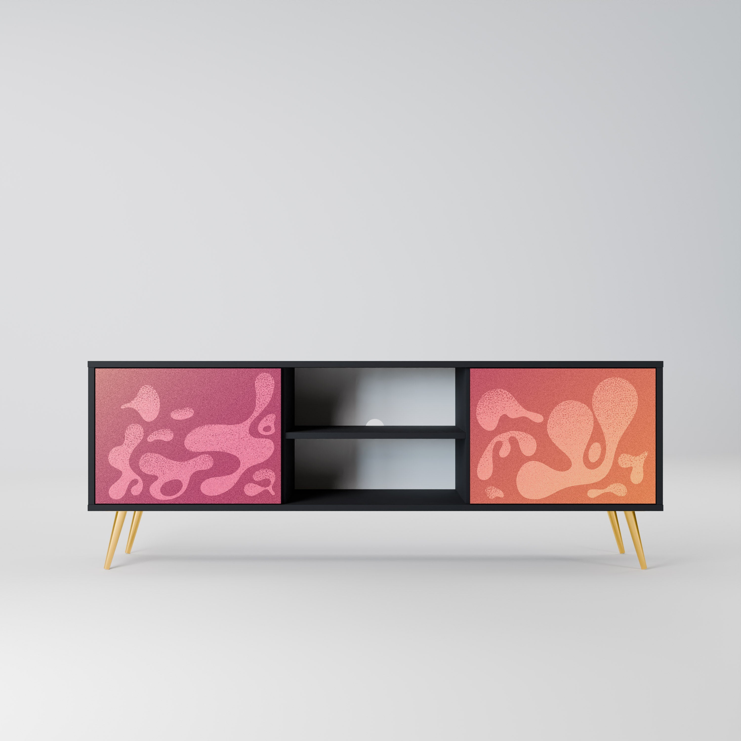 IRREGULAR PINK TV-Lowboard mit 2 Türen in Schwarz