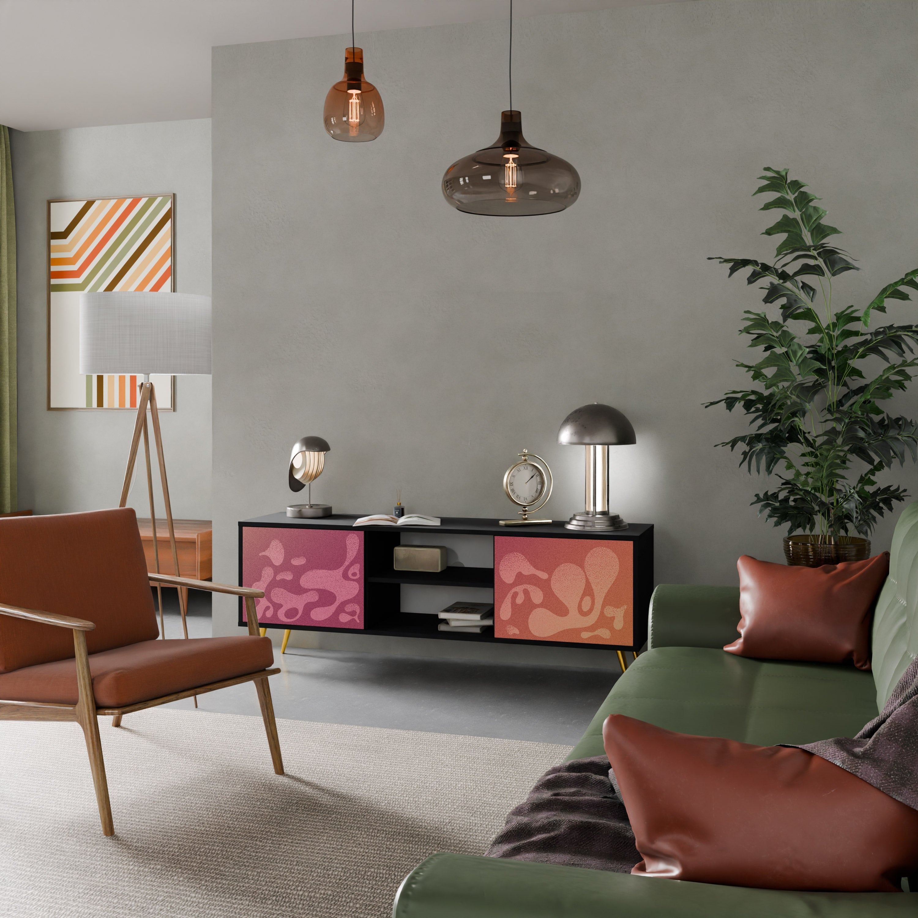 IRREGULAR PINK TV-Lowboard mit 2 Türen in Schwarz