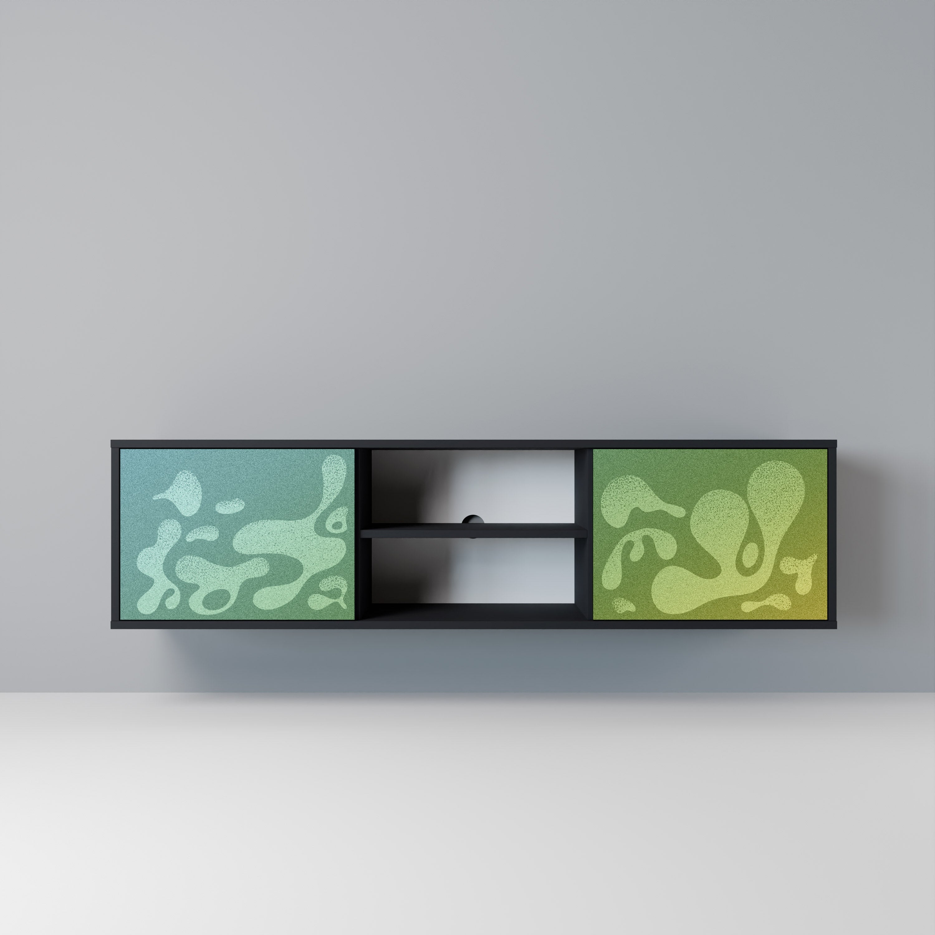 IRREGULAR BLUE TV-Lowboard mit 2 Türen in Schwarz