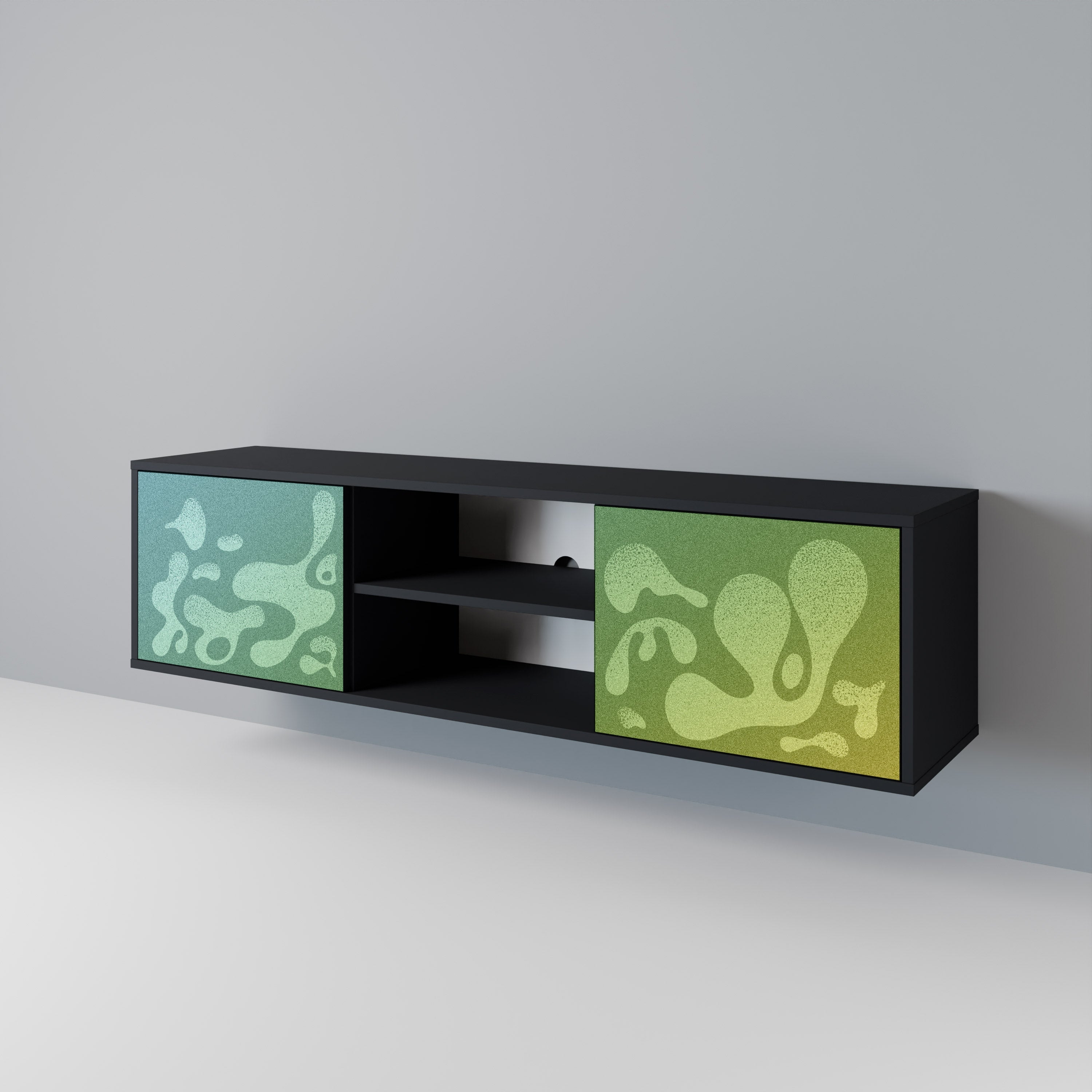 IRREGULAR BLUE TV-Lowboard mit 2 Türen in Schwarz