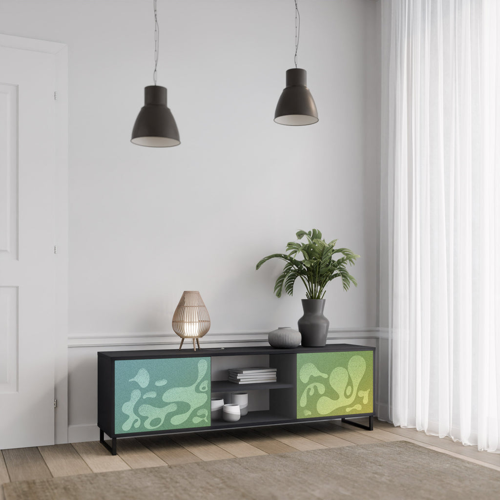 IRREGULAR BLUE TV-Lowboard mit 2 Türen in Schwarz