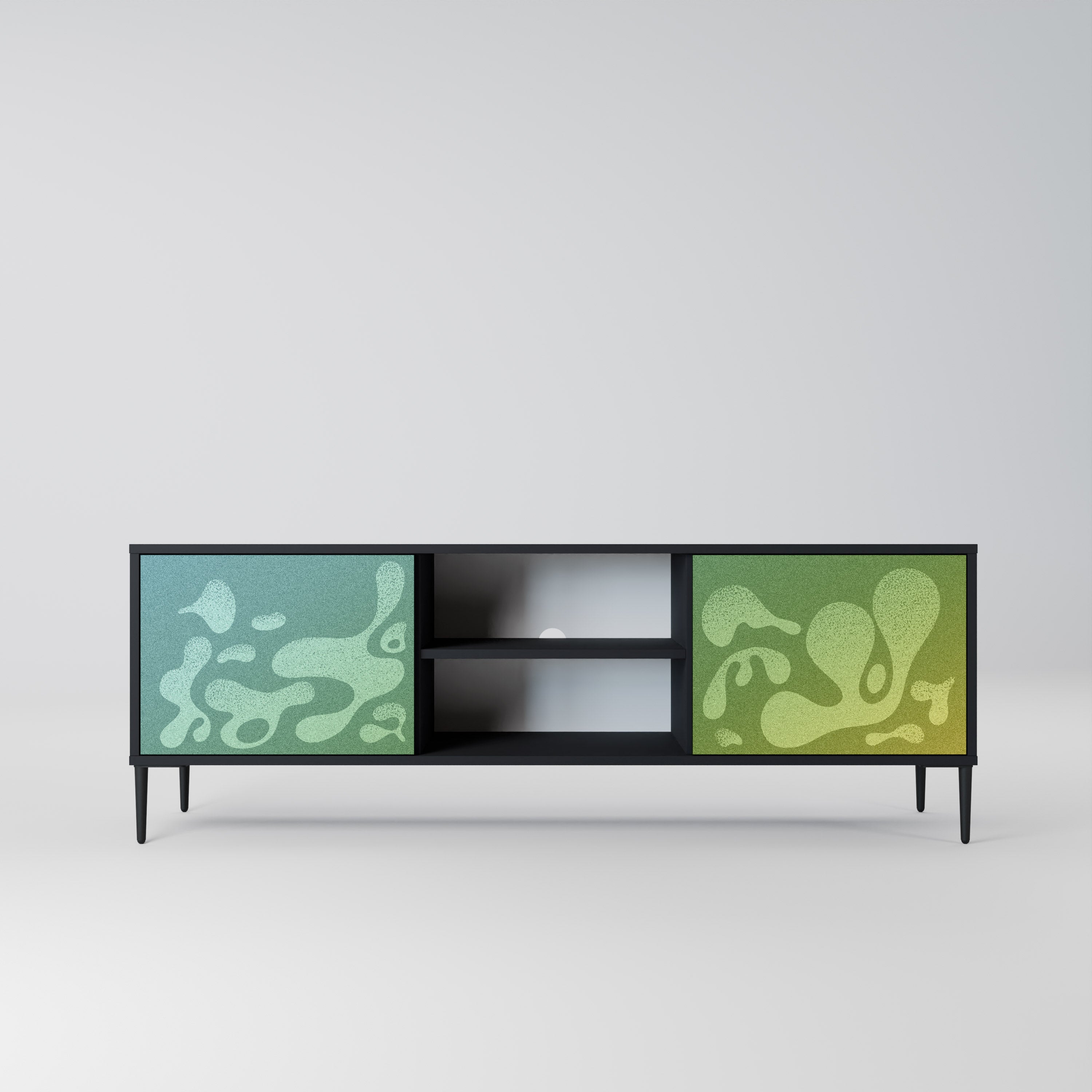 IRREGULAR BLUE TV-Lowboard mit 2 Türen in Schwarz