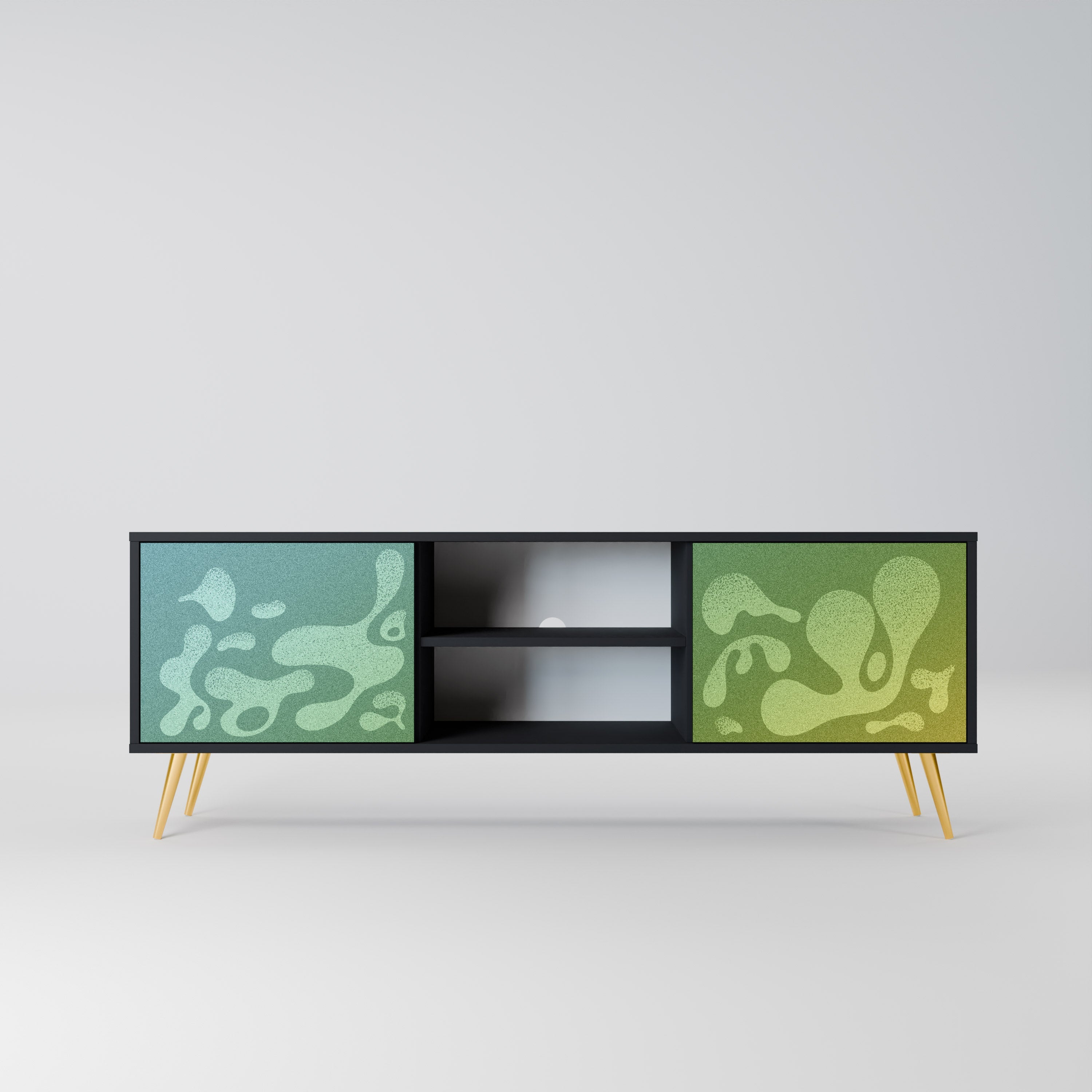 IRREGULAR BLUE TV-Lowboard mit 2 Türen in Schwarz