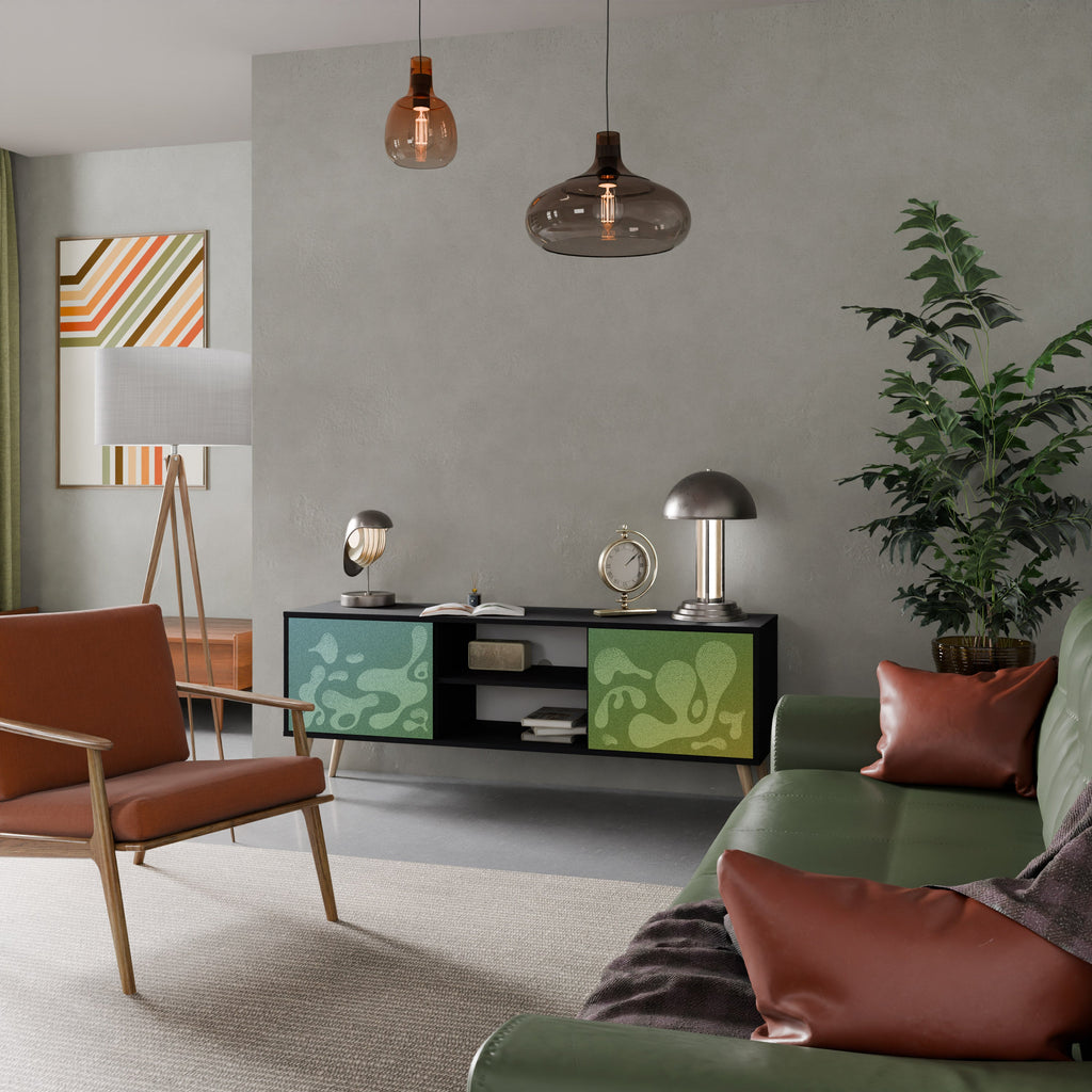 IRREGULAR BLUE TV-Lowboard mit 2 Türen in Schwarz