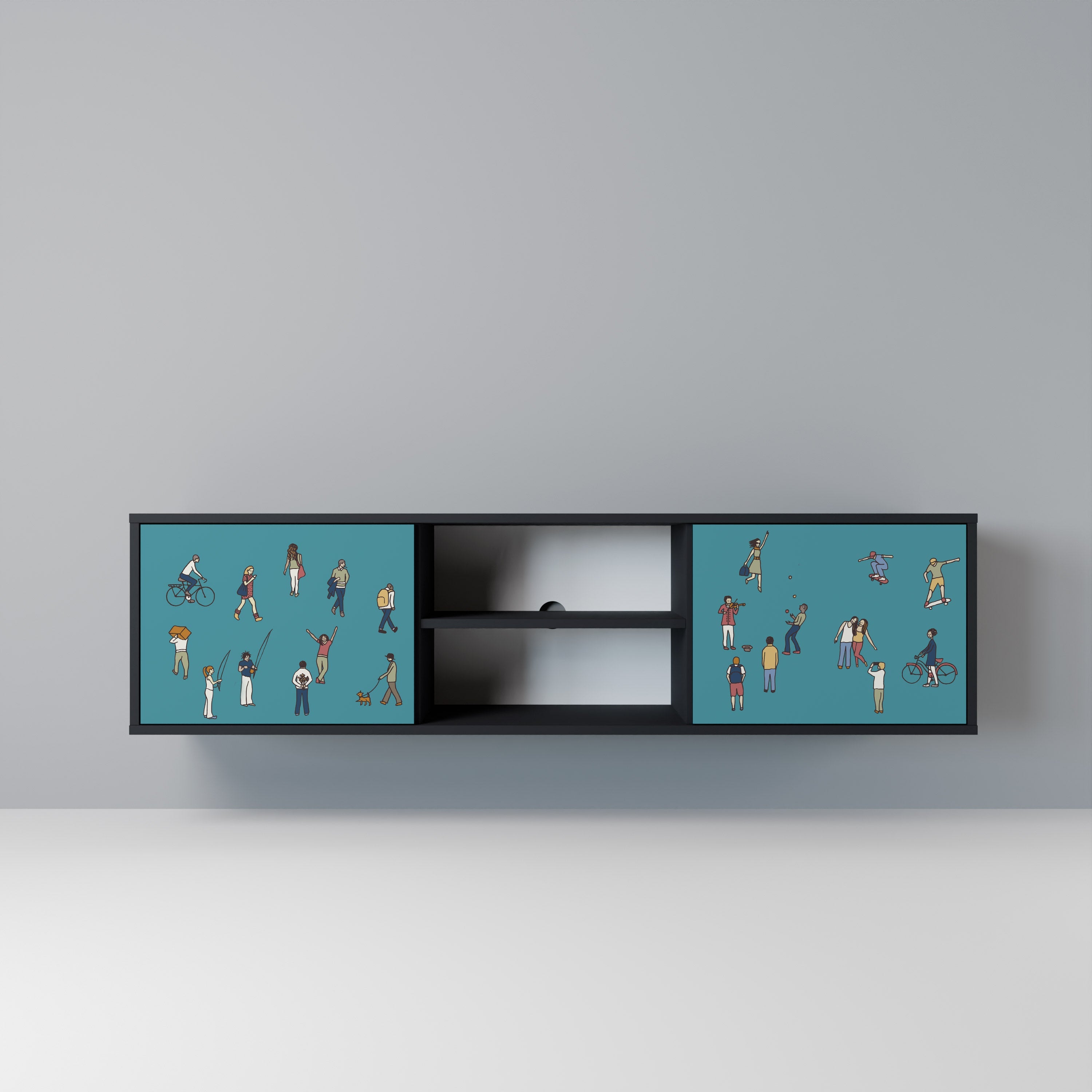 COLLECTIVE STREAM TV-Lowboard mit 2 Türen in Schwarz