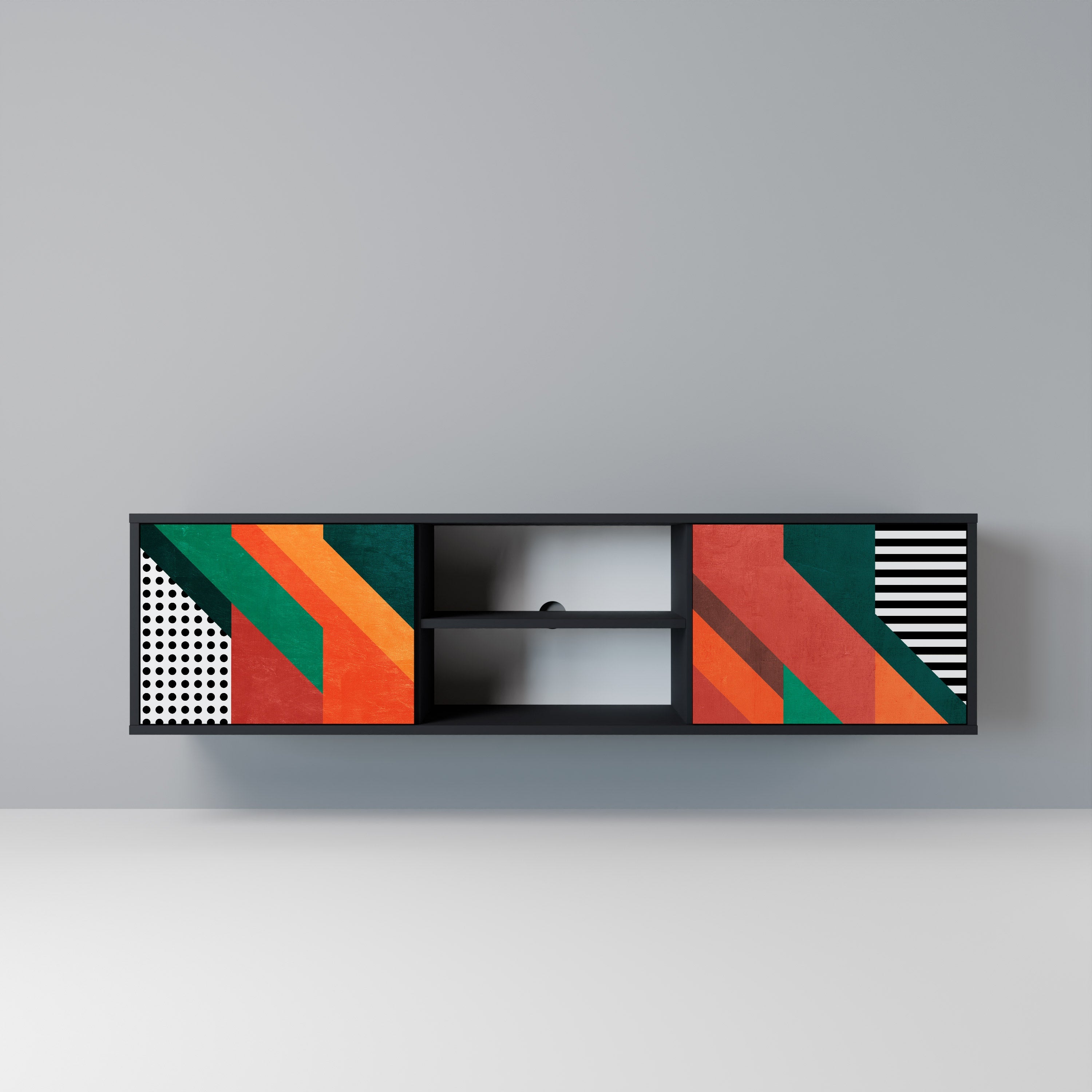 MAKESHIFT ARTISTRY TV-Lowboard mit 2 Türen in Schwarz