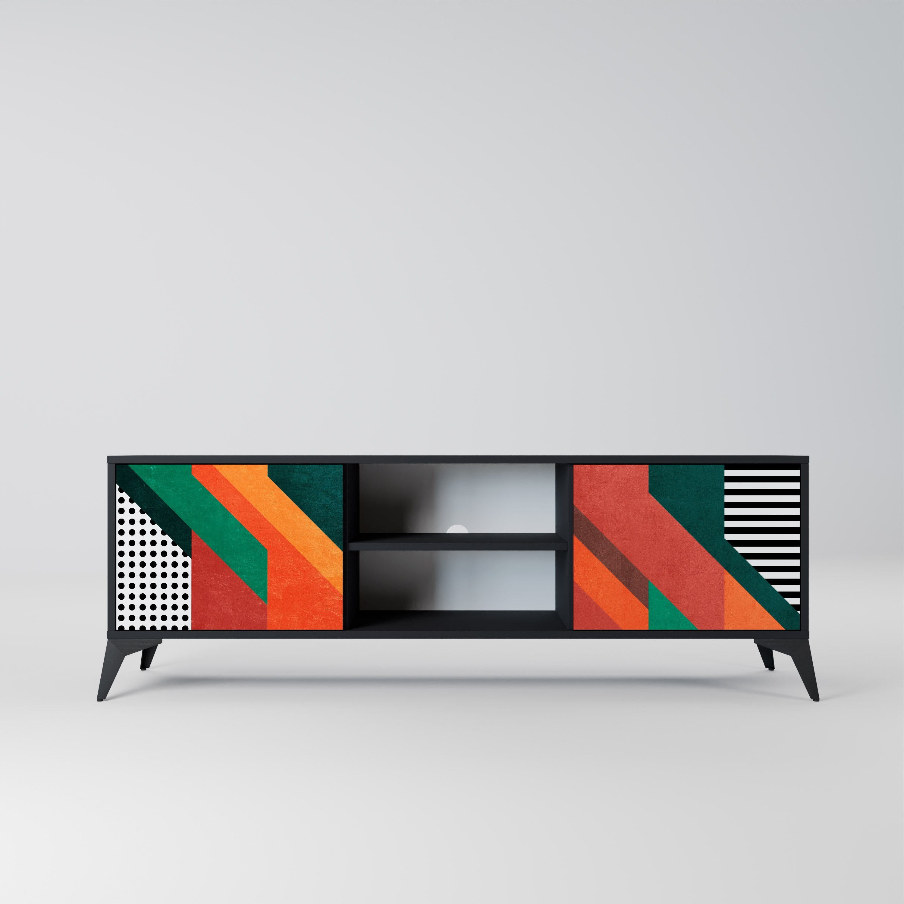 MAKESHIFT ARTISTRY TV-Lowboard mit 2 Türen in Schwarz