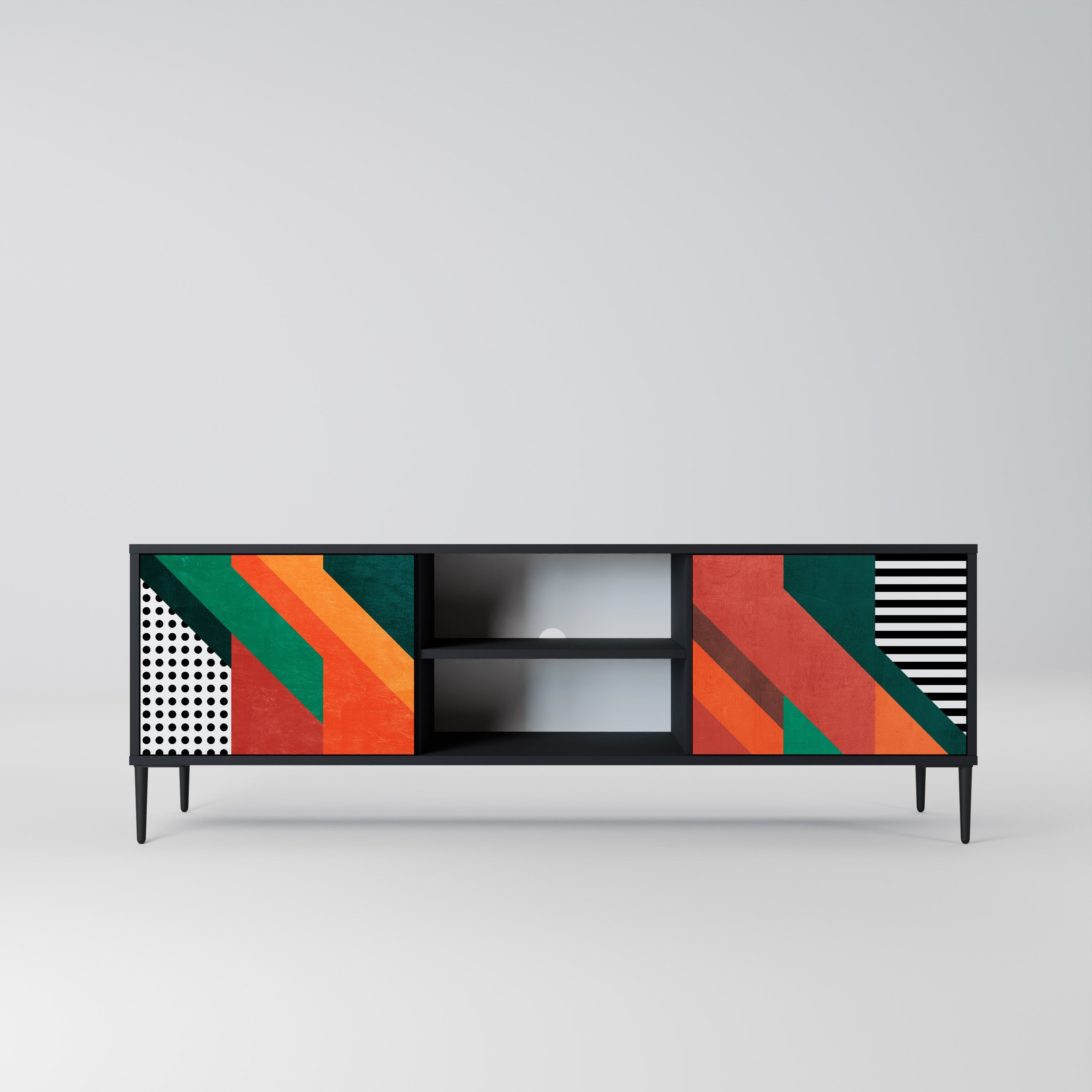 MAKESHIFT ARTISTRY TV-Lowboard mit 2 Türen in Schwarz