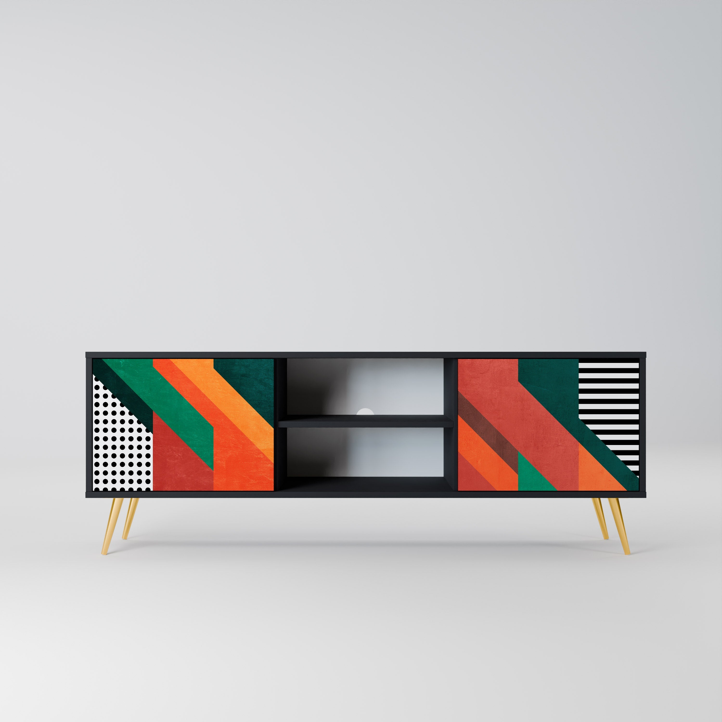 MAKESHIFT ARTISTRY TV-Lowboard mit 2 Türen in Schwarz