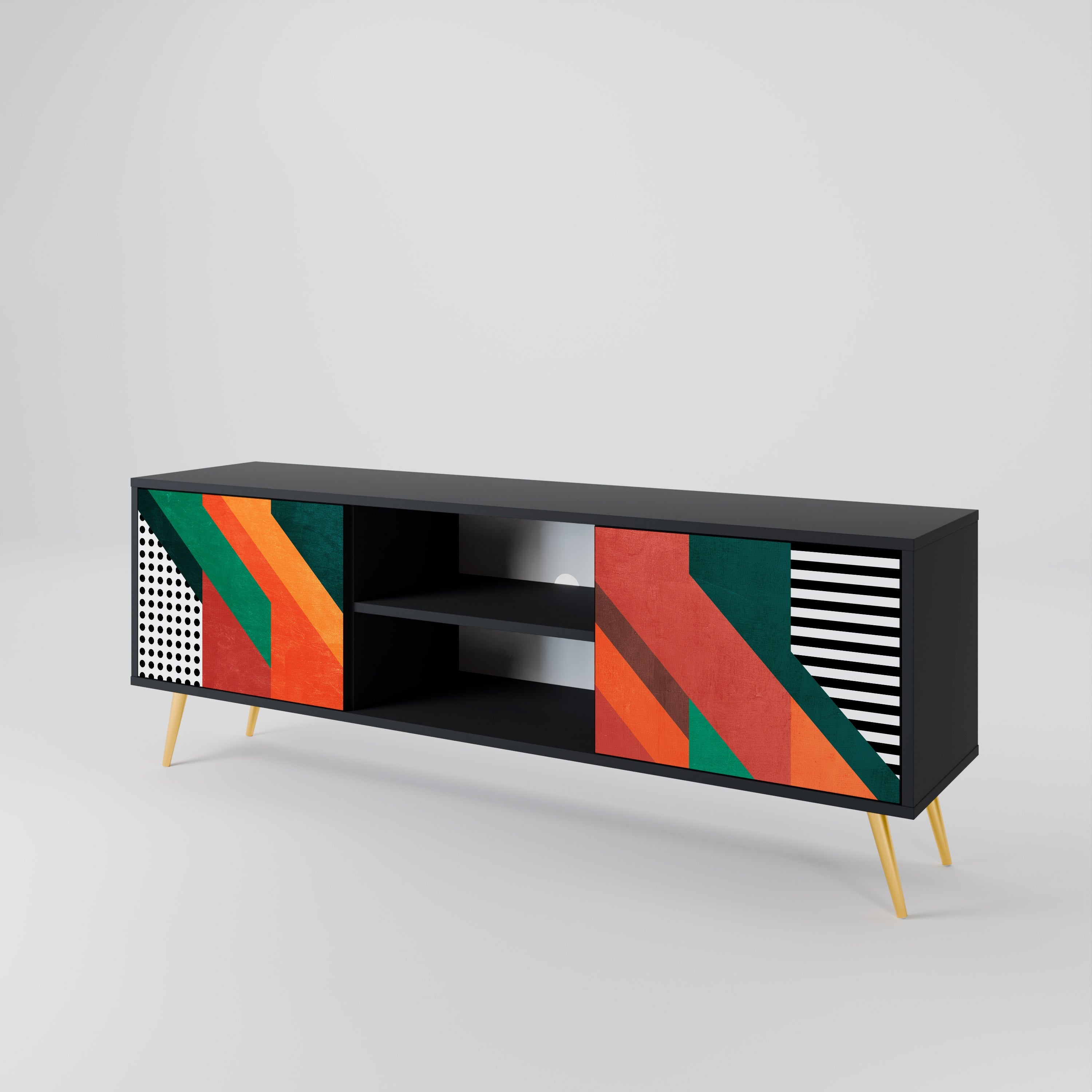 MAKESHIFT ARTISTRY TV-Lowboard mit 2 Türen in Schwarz