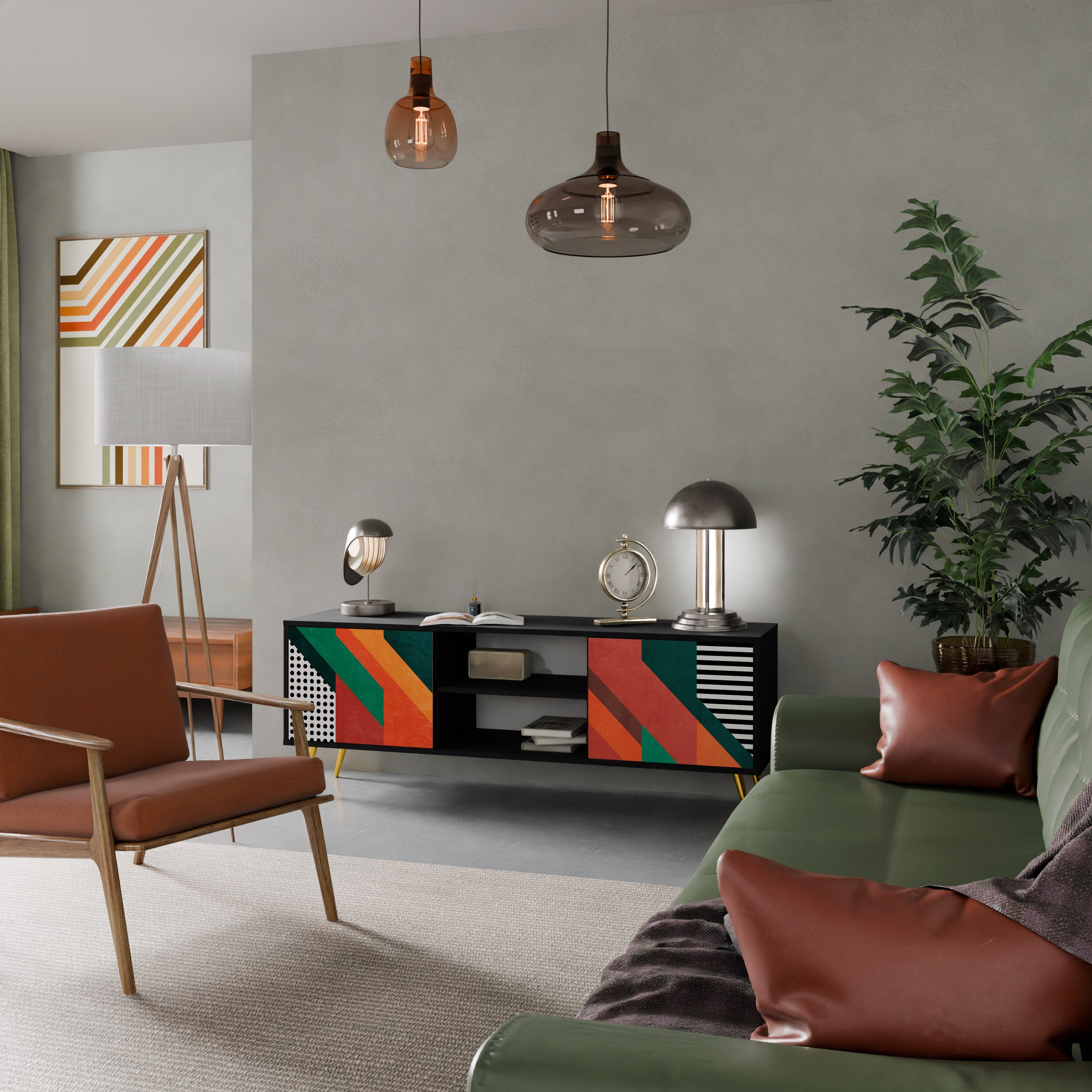 MAKESHIFT ARTISTRY TV-Lowboard mit 2 Türen in Schwarz