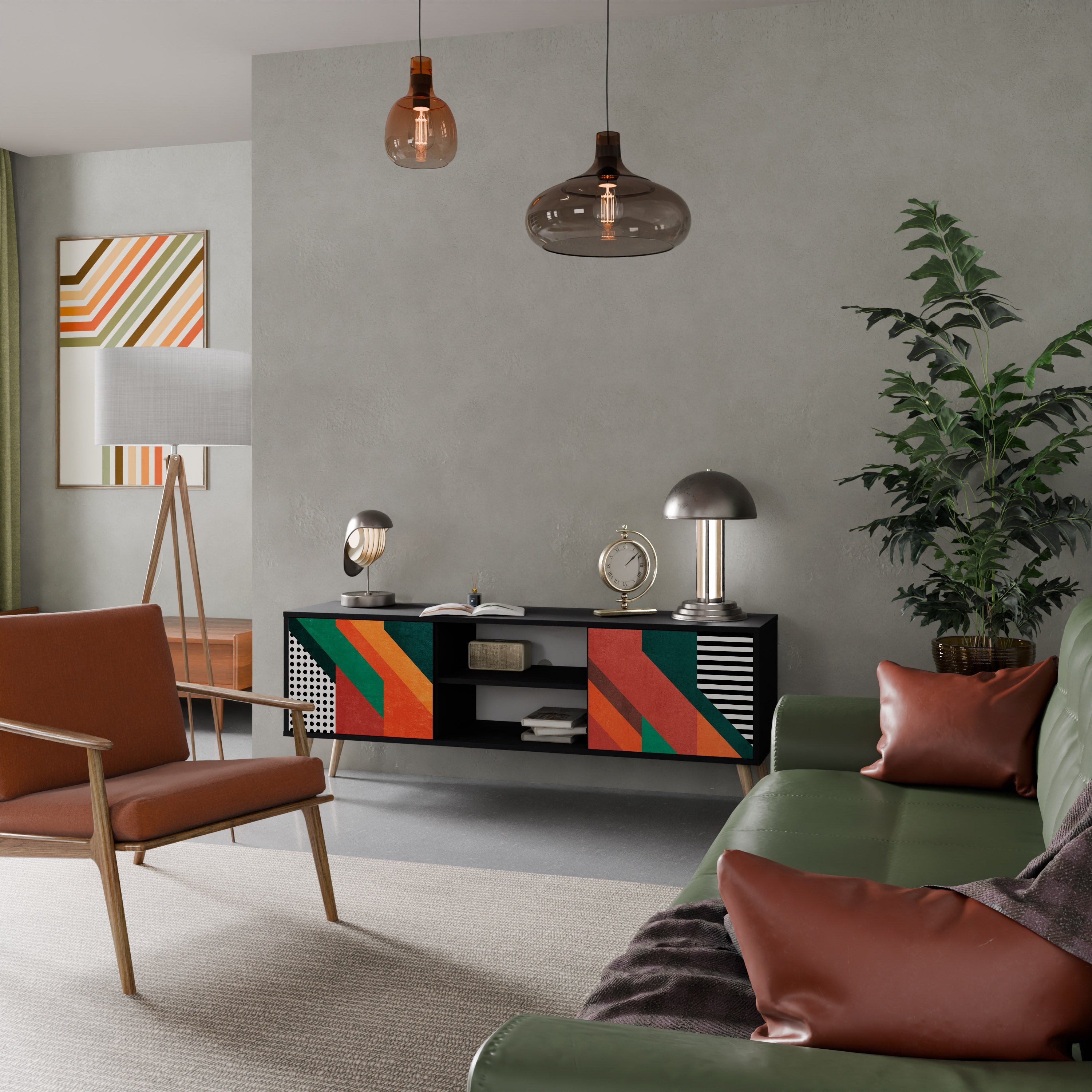 MAKESHIFT ARTISTRY TV-Lowboard mit 2 Türen in Schwarz