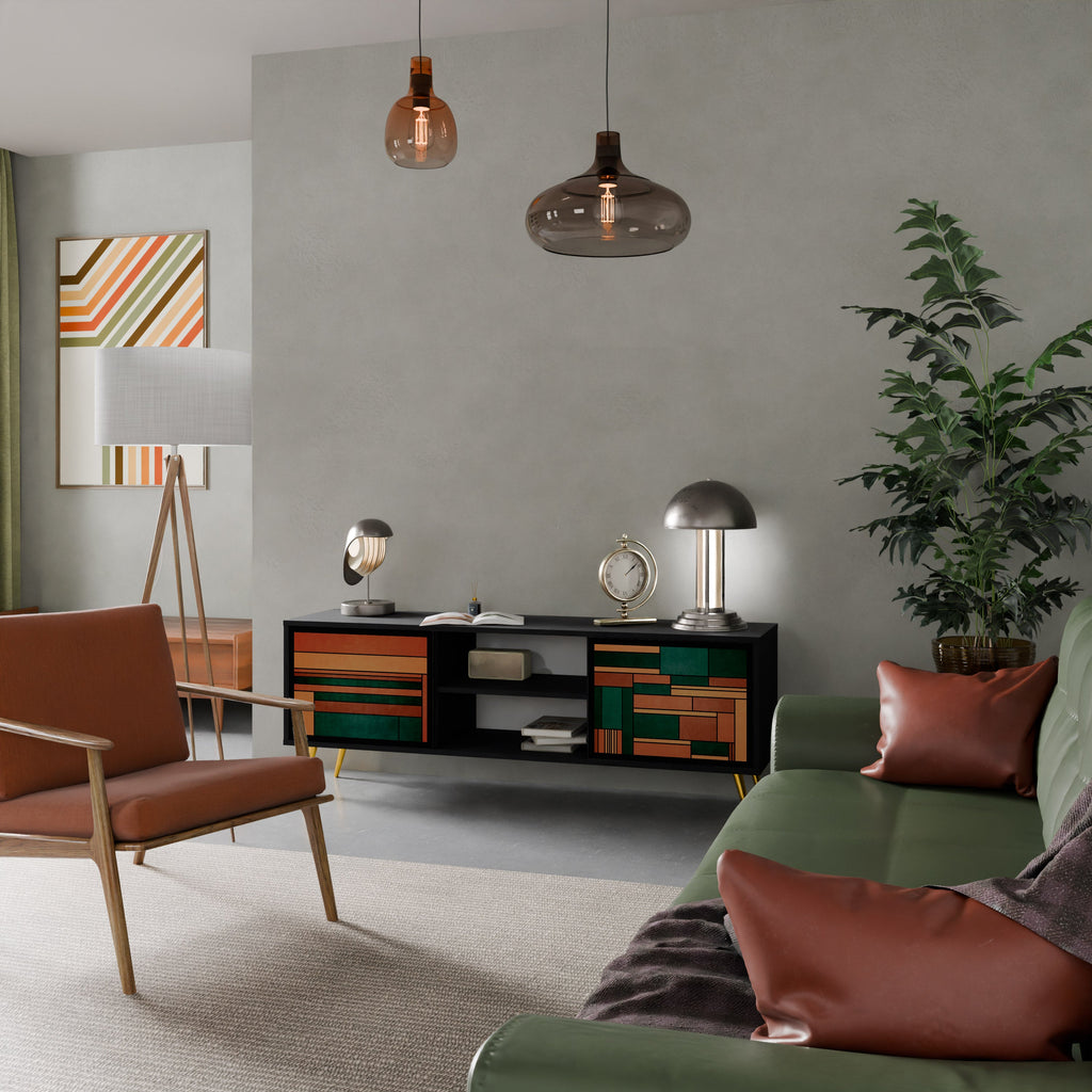 EARTHY FIGURES TV-Lowboard mit 2 Türen in Schwarz