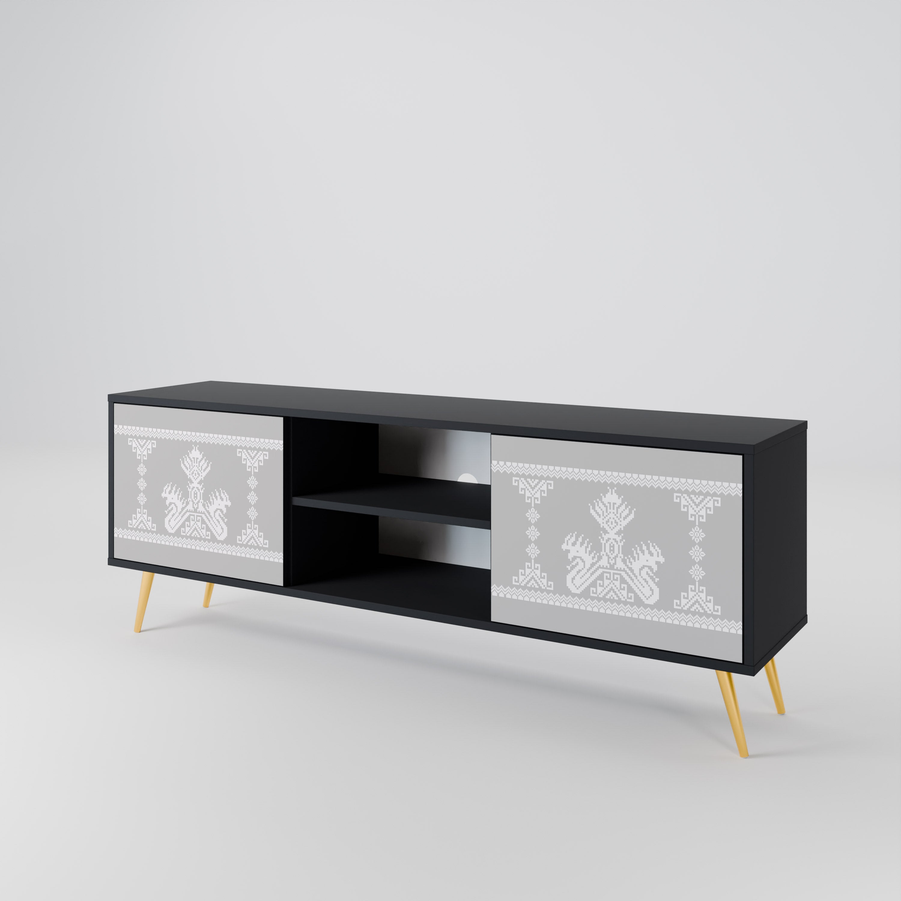 THAI GRAY TV-Lowboard mit 2 Türen in Schwarz