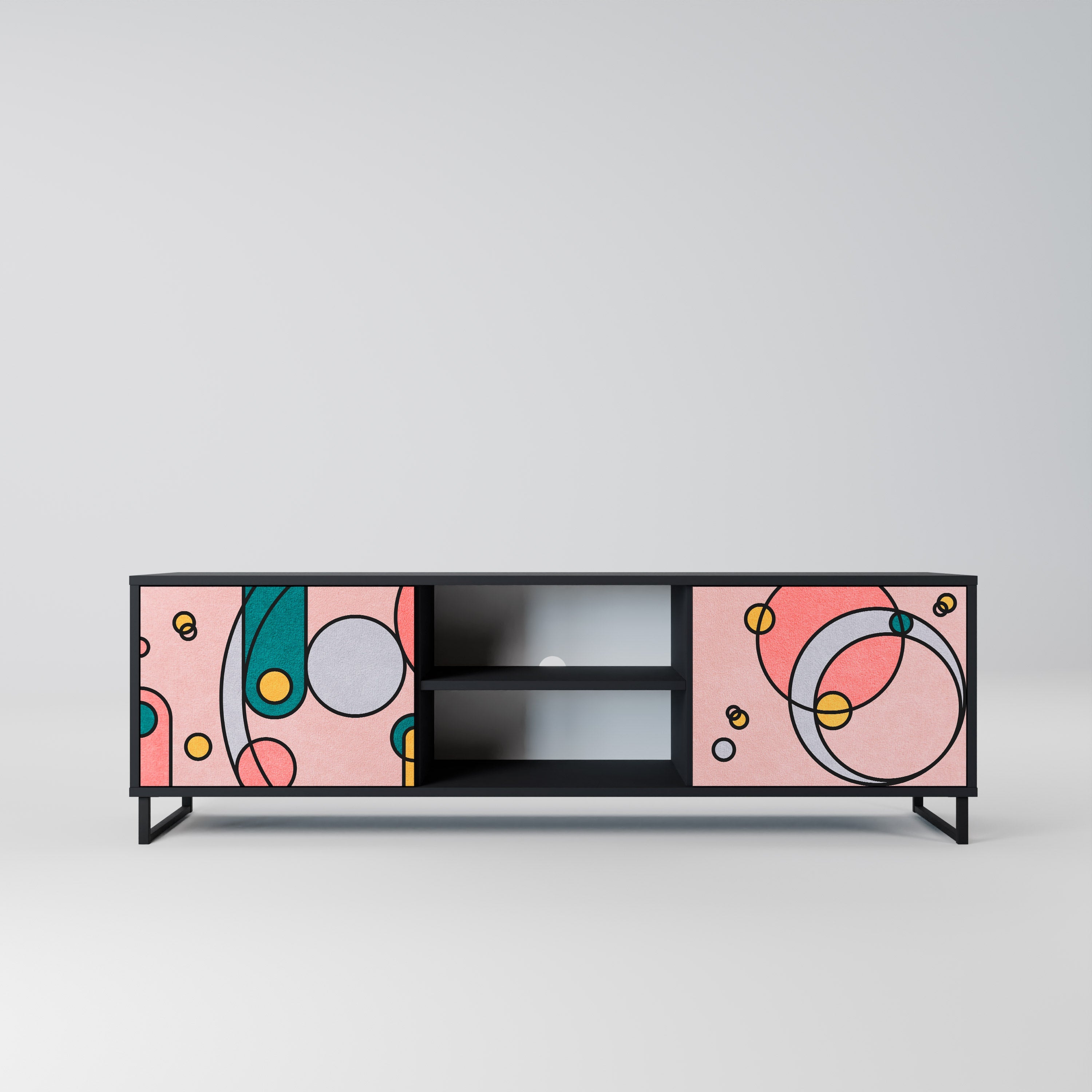 GOSSAMER ECHOES TV-Lowboard mit 2 Türen in Schwarz