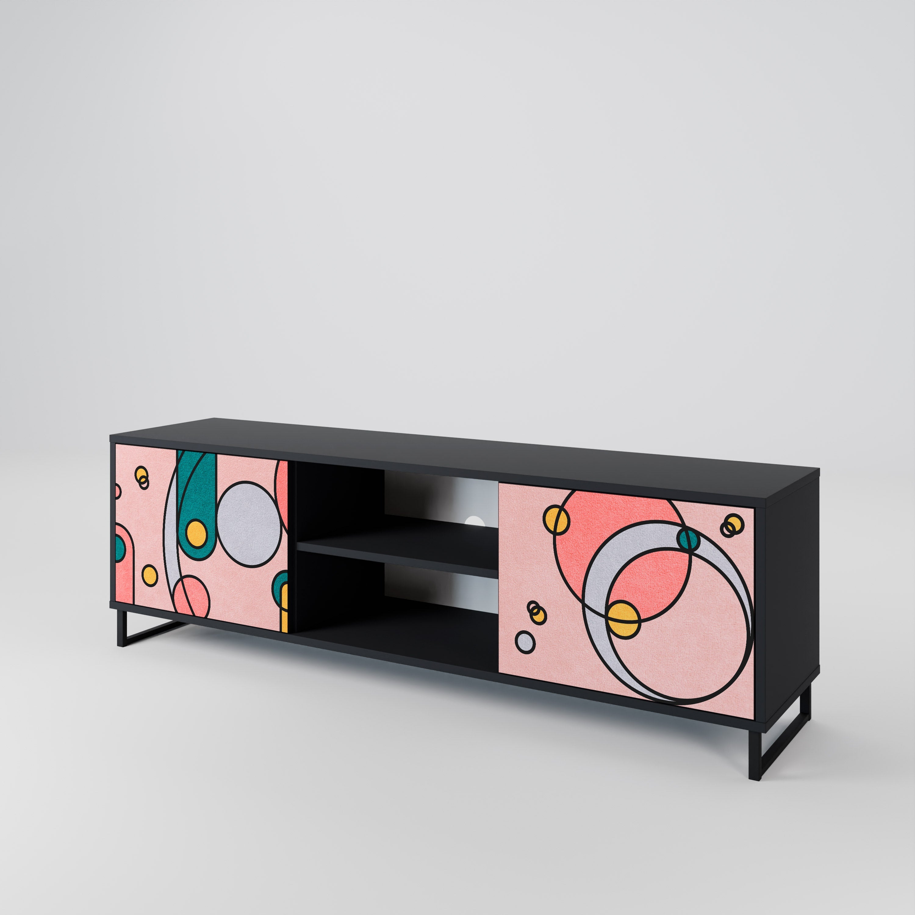 GOSSAMER ECHOES TV-Lowboard mit 2 Türen in Schwarz