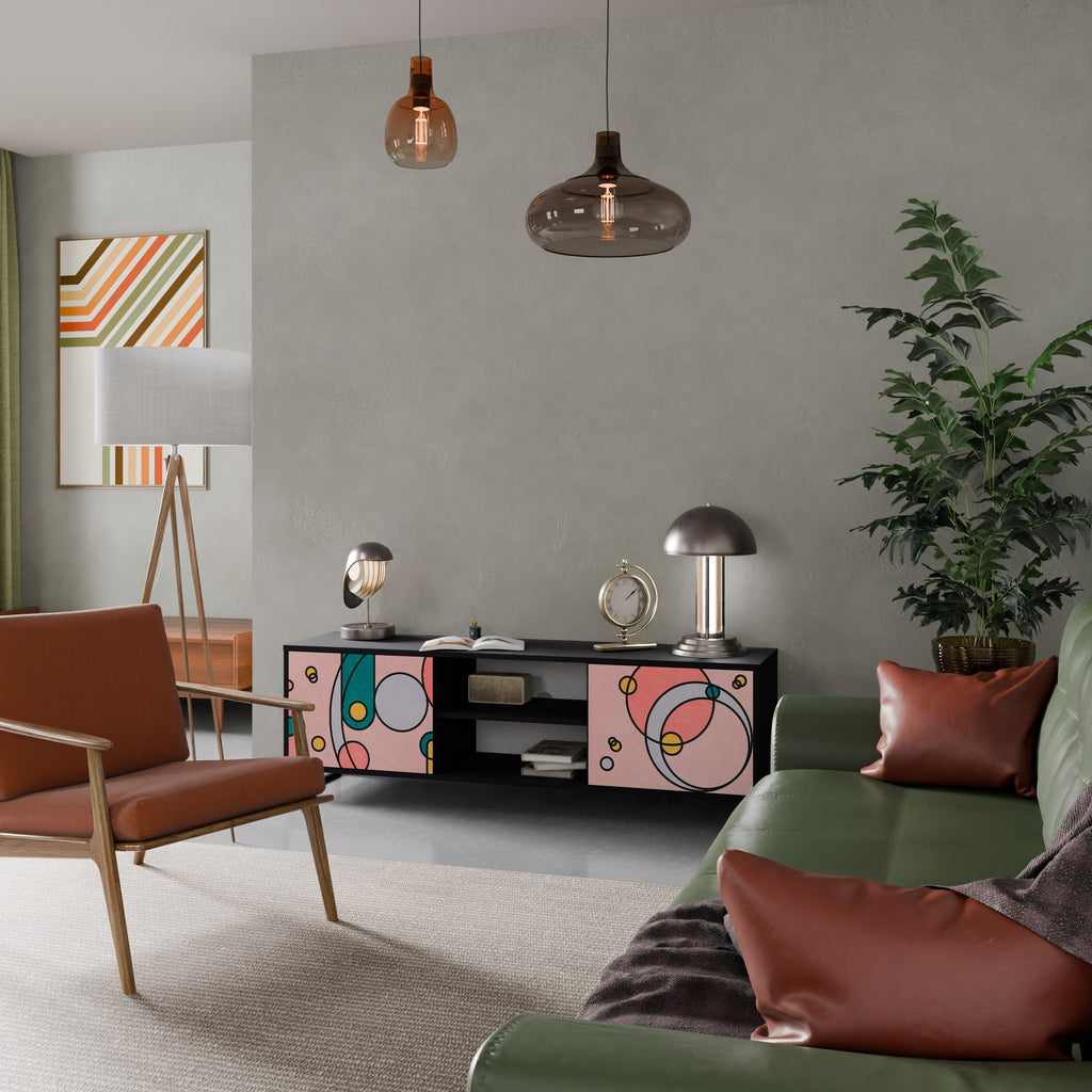 GOSSAMER ECHOES TV-Lowboard mit 2 Türen in Schwarz