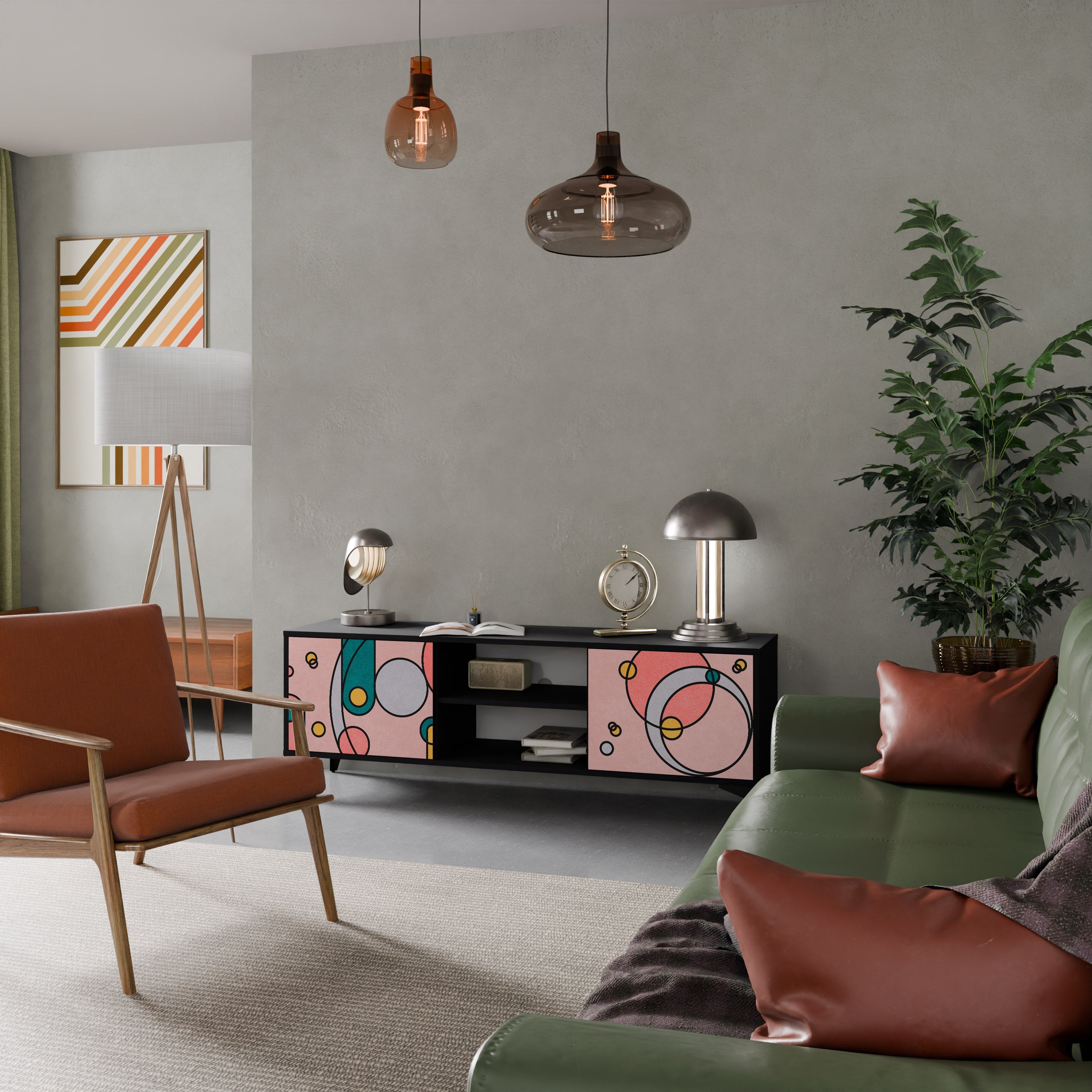 GOSSAMER ECHOES TV-Lowboard mit 2 Türen in Schwarz