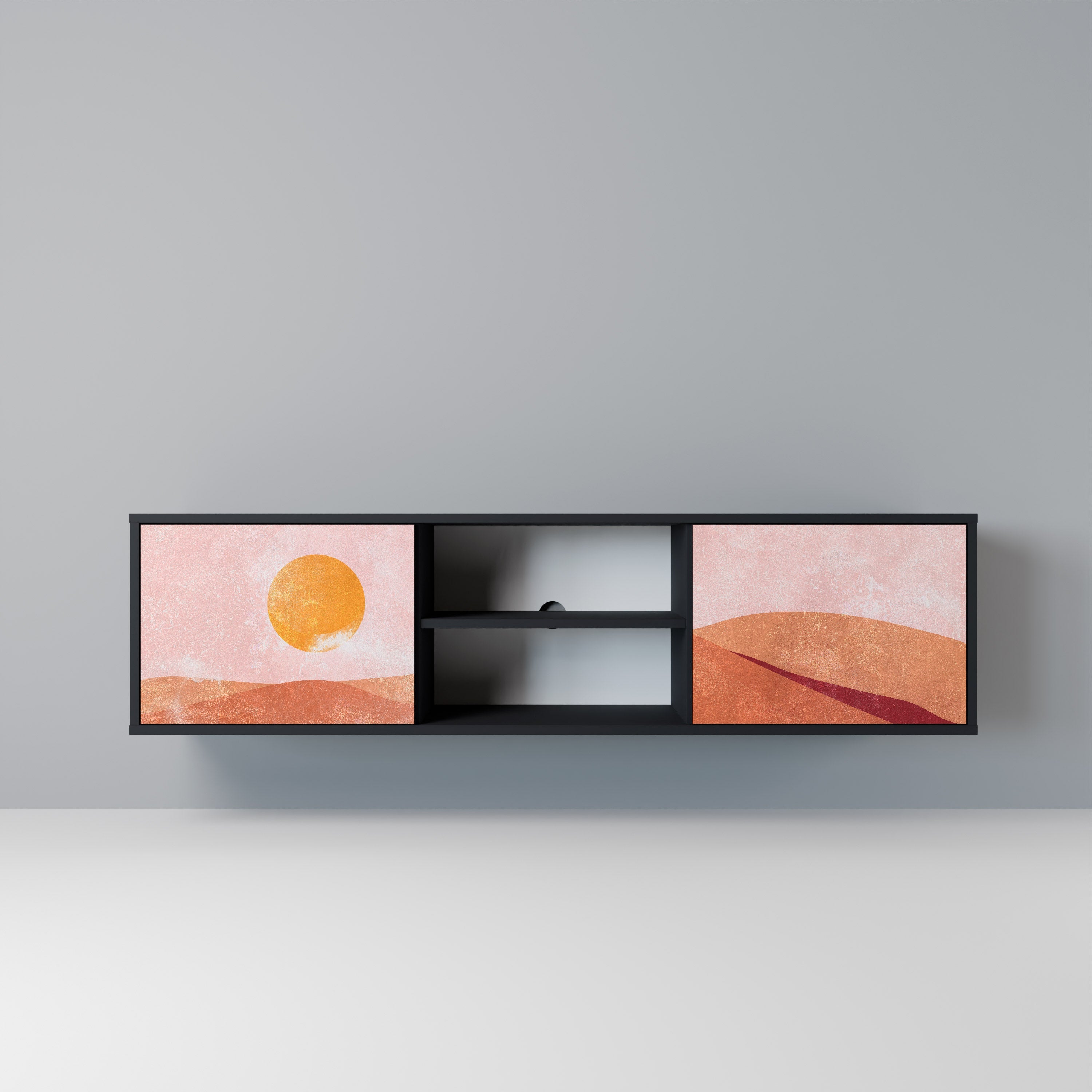 LUMINOUS SUNLIGHT TV-Lowboard mit 2 Türen in Schwarz