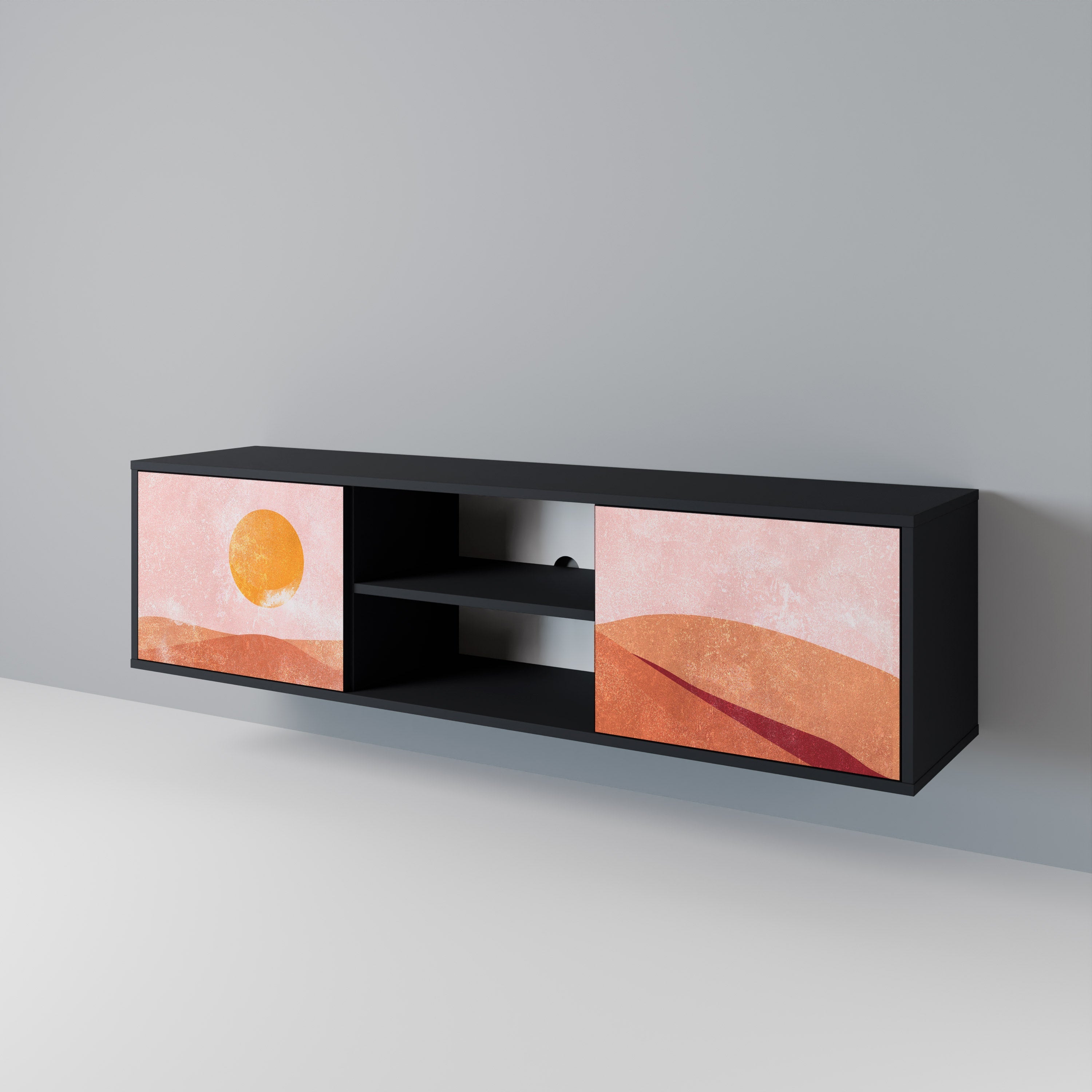 LUMINOUS SUNLIGHT TV-Lowboard mit 2 Türen in Schwarz